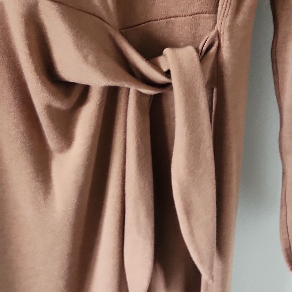 Kit and Ace KIT + ACE | Wool Dress Tan Brown Front Tie Sz LARGE Size L / US 10 / IT 46 - 7 Thumbnail