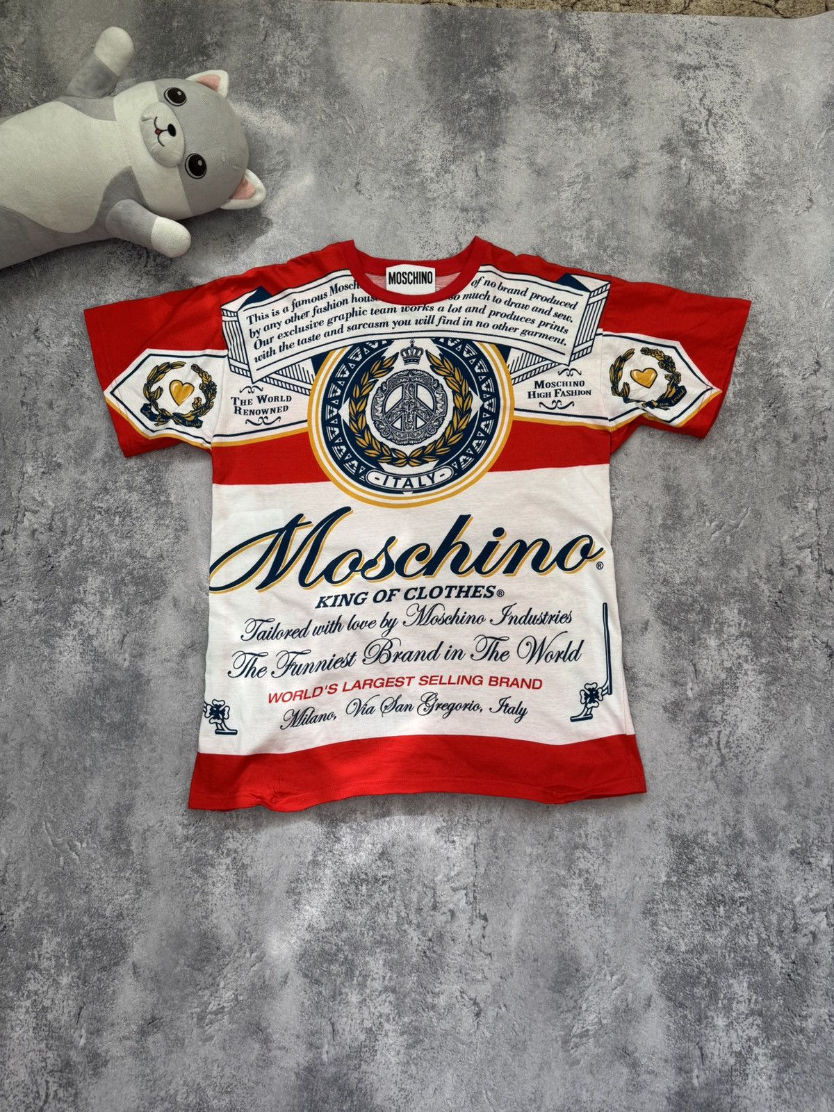 Moschino Red Budweiser Edition Logo T-Shirt