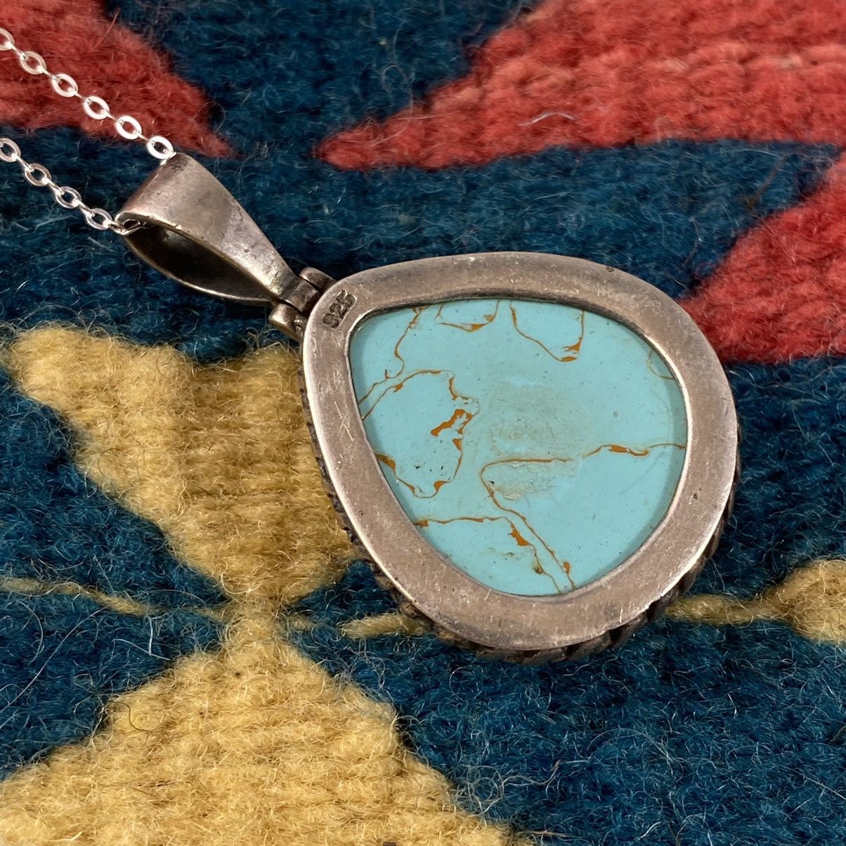 Kapital × Vintage Vtg Sterling Silver Turquoise Domed Trim Chunky Necklace Size ONE SIZE - 3 Thumbnail