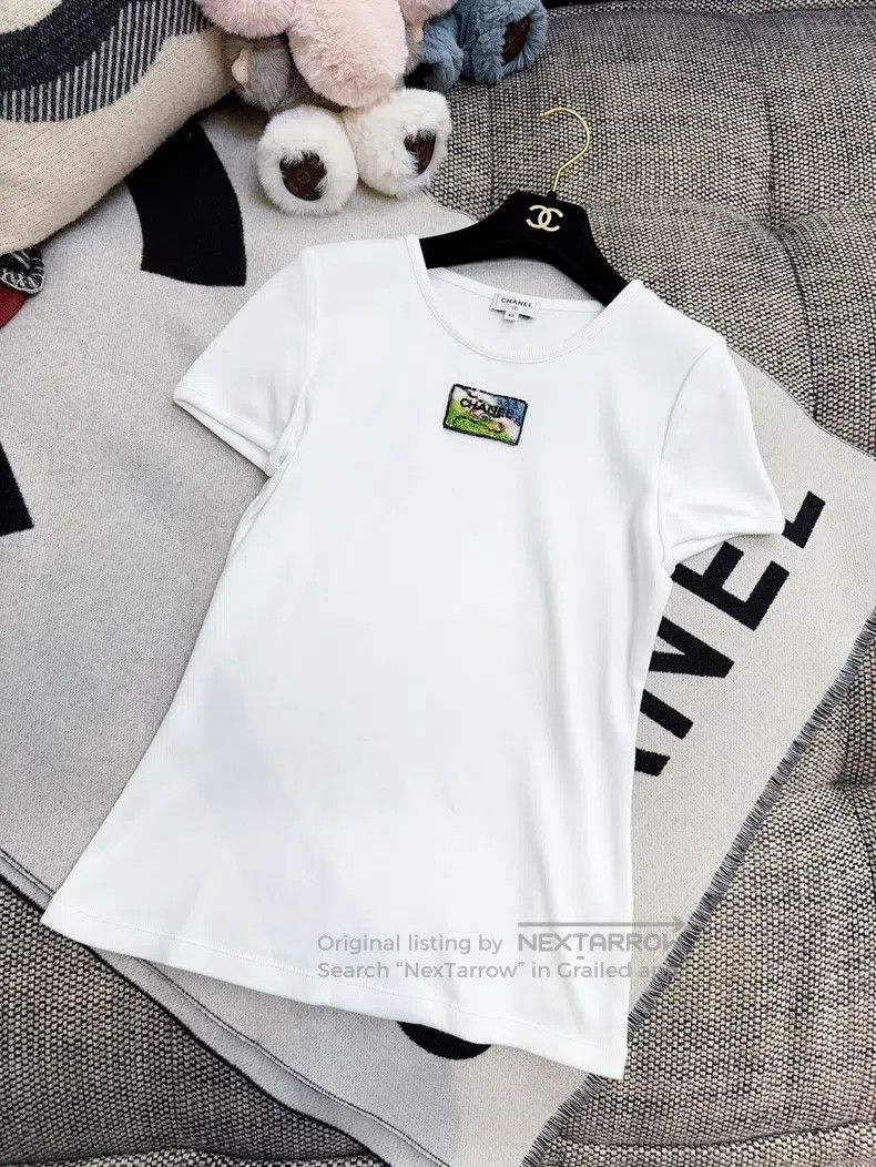 Chanel Chanel 23C embroidered studd bead sequin letter white shor Size S / US 4 / IT 40 - 8 Thumbnail