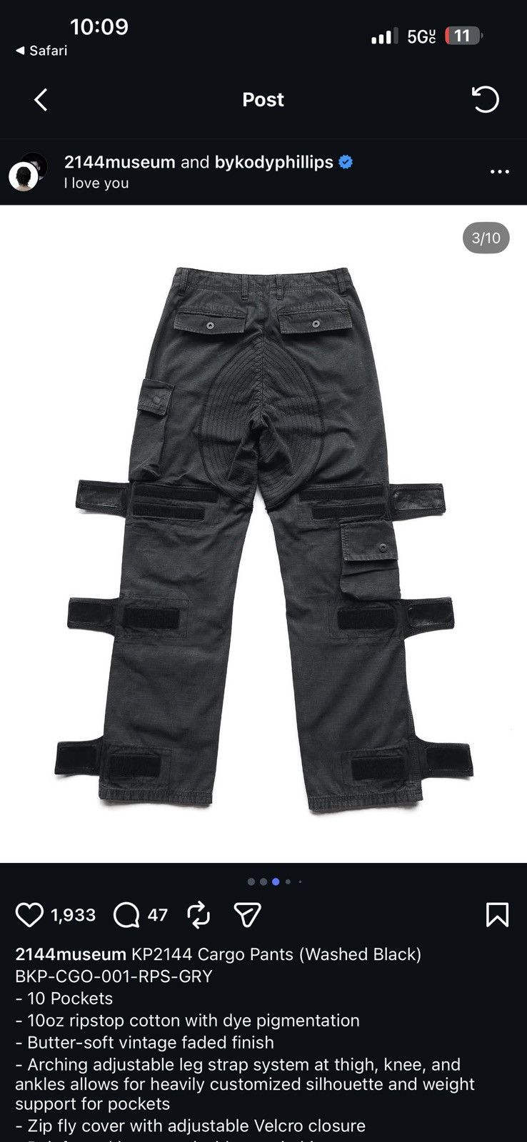 Kody Phillips kp2144 cargo pants Size US 30 / EU 46 - 3 Thumbnail