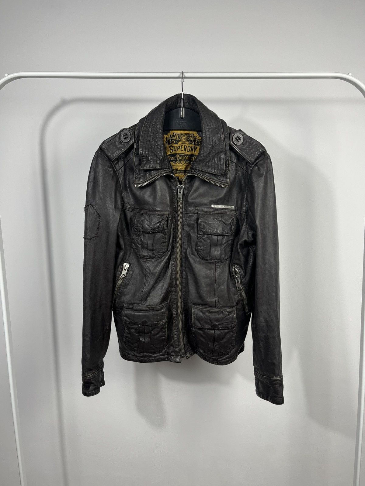Superdry Superdry Genuine Leather Jacket Black Size M Distressed Size US M / EU 48-50 / 2 - 1 Thumbnail
