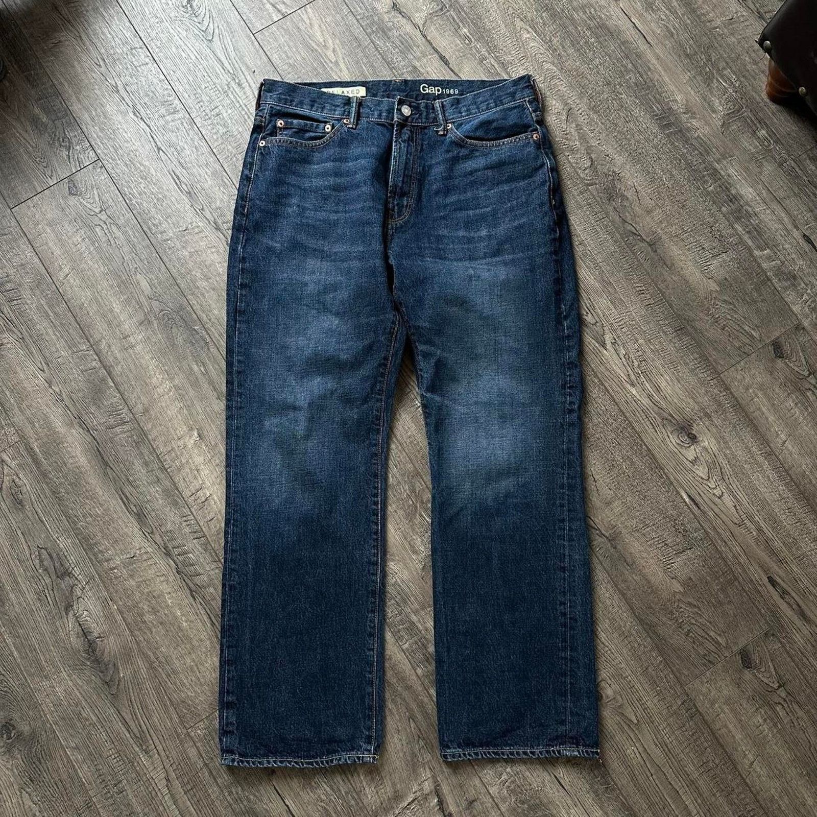 Gap Vintage Y2K Gap Dark Blue Baggy Relaxed Straight Boot Denim Size US 33 - 4 Thumbnail