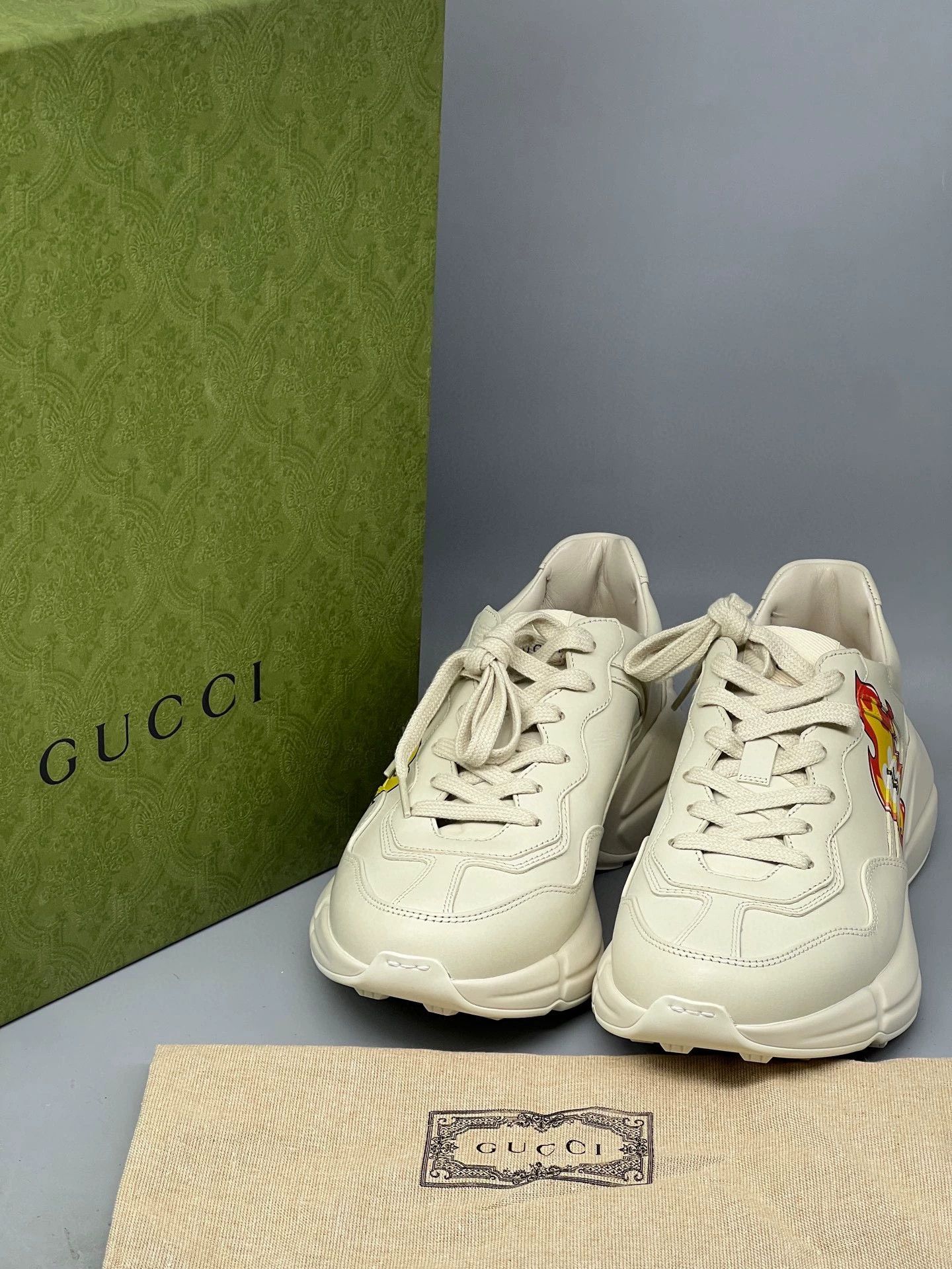 Gucci gucci rhyton men's beige leather dad shoes Size US 7.5 / EU 40-41 - 1 Thumbnail