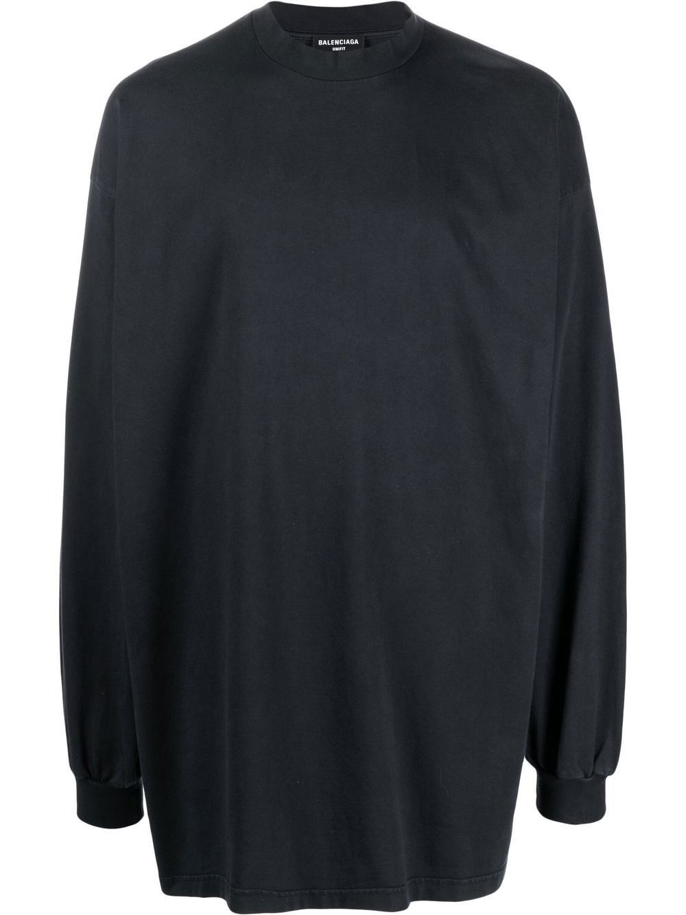 Balenciaga o1mt1gz1124 Tab Long Sleeve T-Shirt Oversized in Black Size US M / EU 48-50 / 2 - 1 Thumbnail