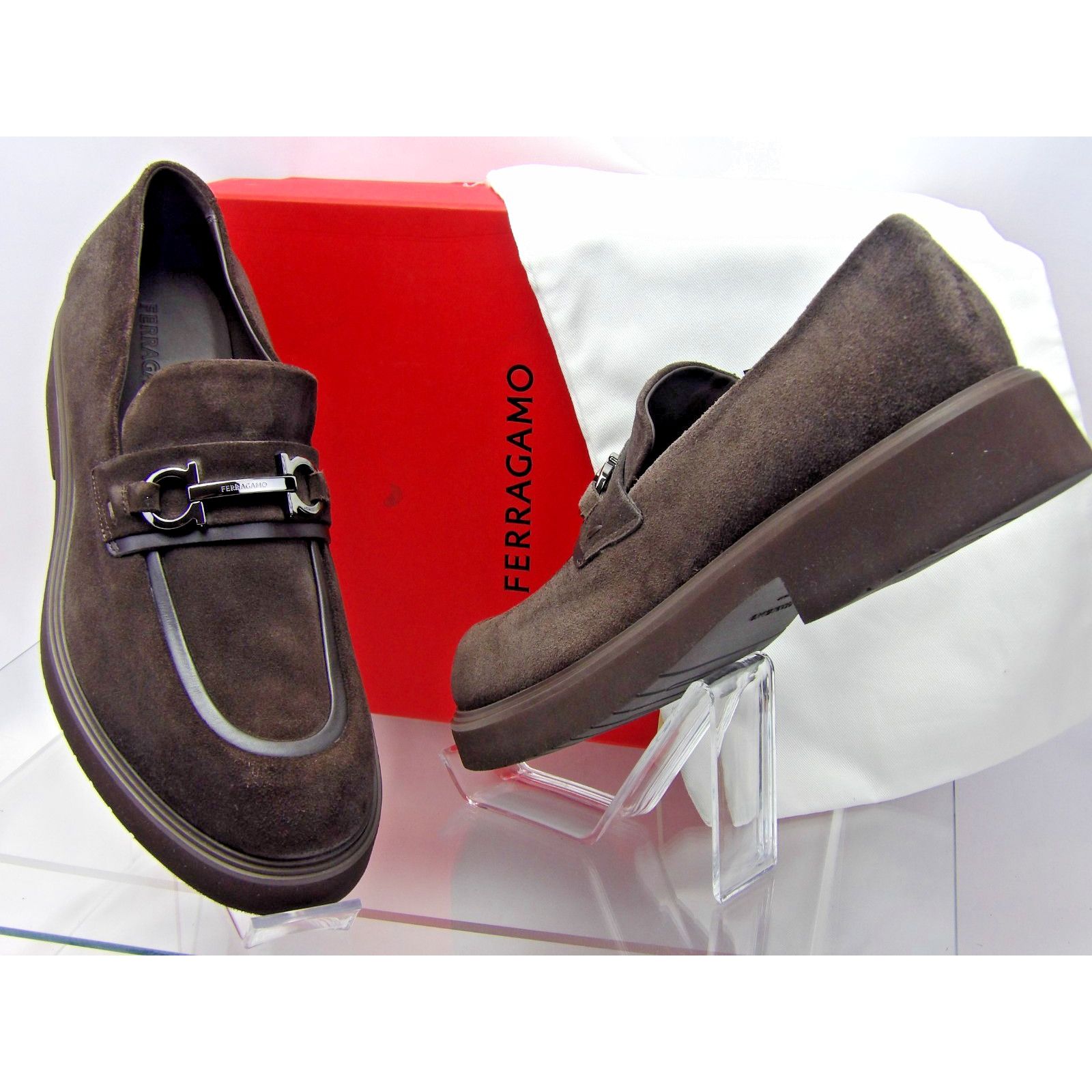 Salvatore Ferragamo FERRAGAMO FIORELLO BROWN SUEDE LEATHER GANCINI LOAFERS 11 M Size US 12 / EU 45 - 7 Thumbnail