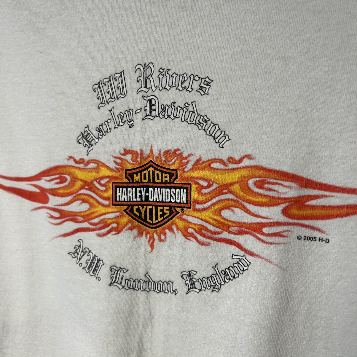 Harley Davidson Vintage Harley Davidson 2005 big fire logo white motorcycles Size US L / EU 52-54 / 3 - 3 Thumbnail