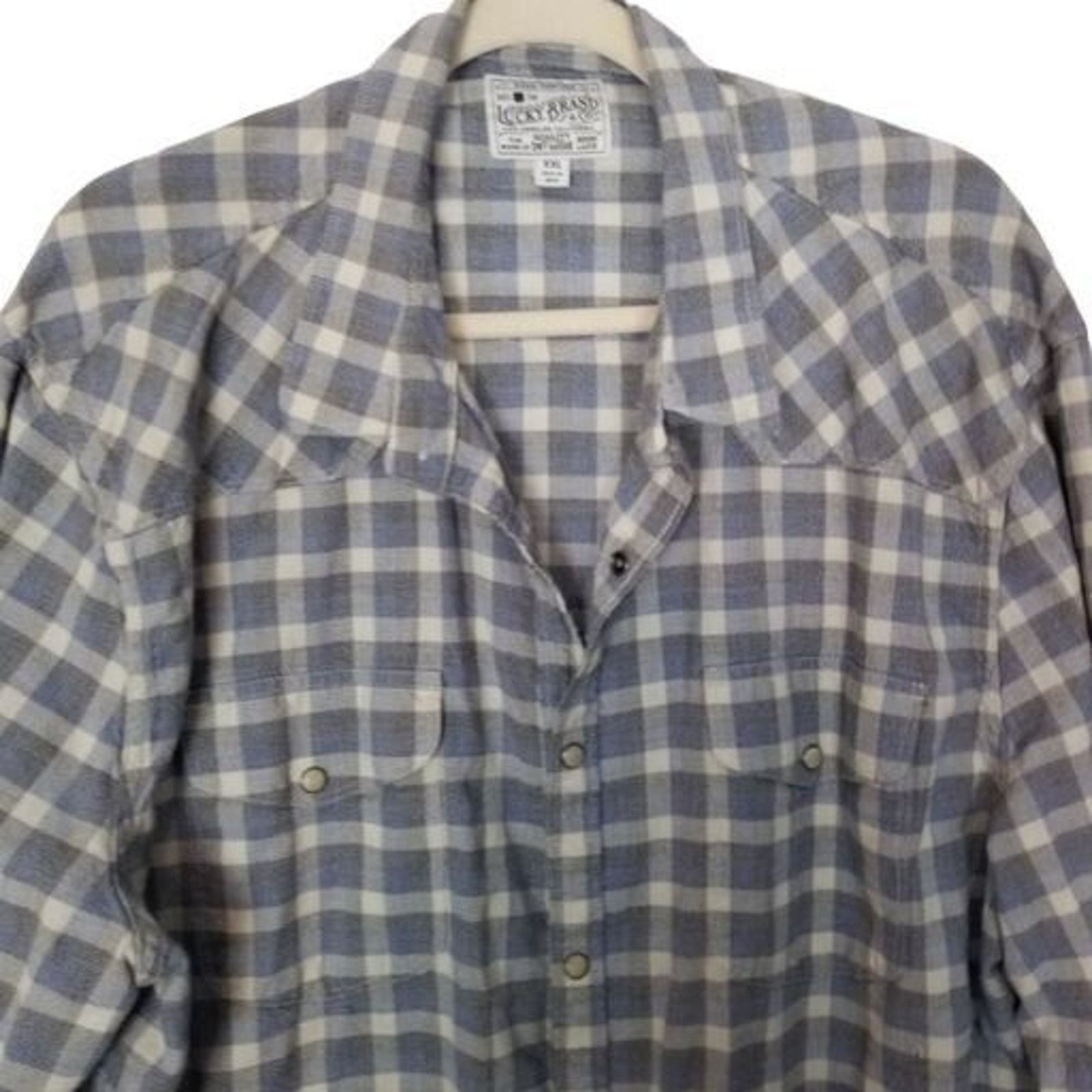 Lucky Brand Lucky Brand Mens Checker Western Shirt XXL Pearl Snap Cowboy Size US XXL / EU 58 / 5 - 2 Thumbnail