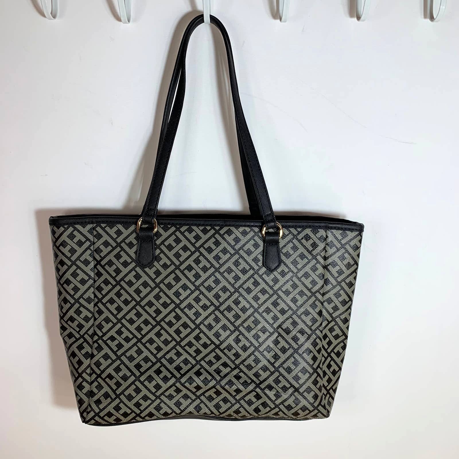 Tommy Hilfiger Tommy Hilfiger Womens Tote Bag Black-White Size Medium Purse Size ONE SIZE - 2 Thumbnail