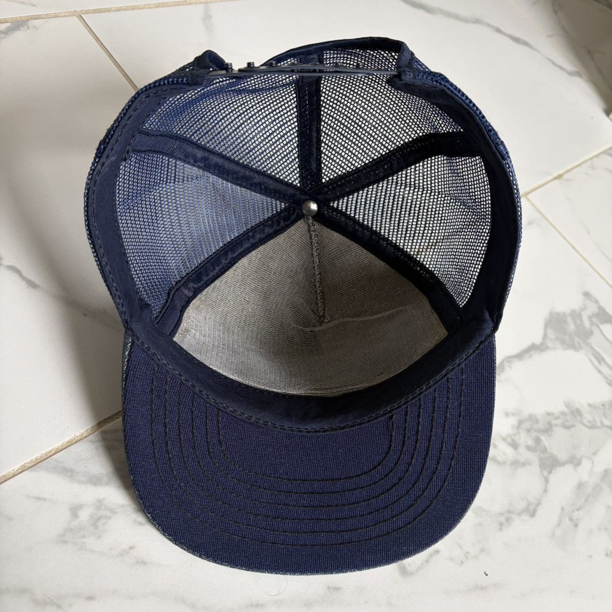 Vintage Vintage 1970s 70s Denim Days Erwin, NC Trucker Hat Gold Leaf Size ONE SIZE - 5 Thumbnail
