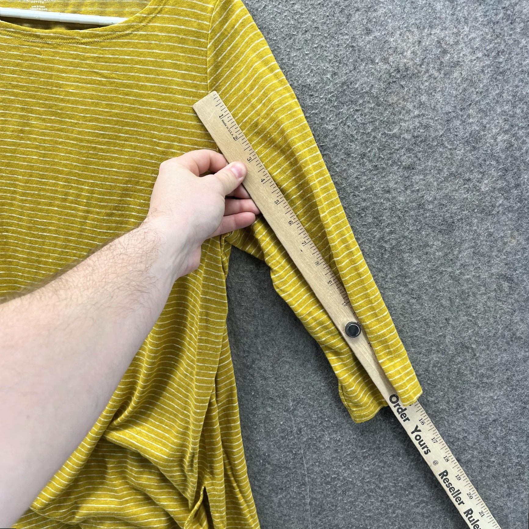 Eileen Fisher Eileen Fisher Shirt Womens PM Yellow Striped Boat Neck 3/4 Sleeve Tunic Jersey Size M / US 6-8 / IT 42-44 - 6 Thumbnail
