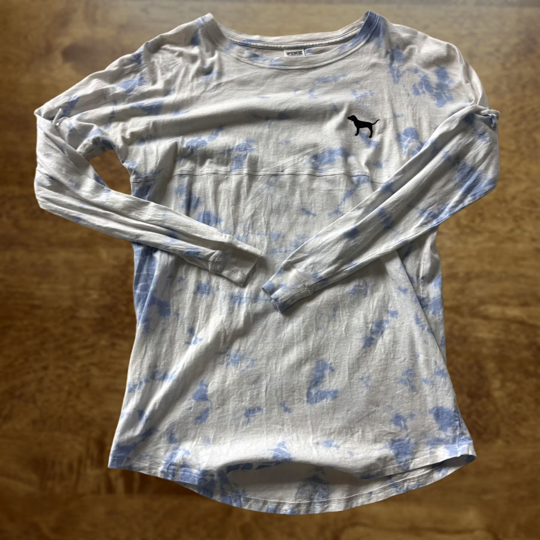 Vintage PINK Shirt Womens XS White Tie-Dye Long Sleeve Dog Logo Top Size XS / US 0-2 / IT 36-38 - 1 Thumbnail