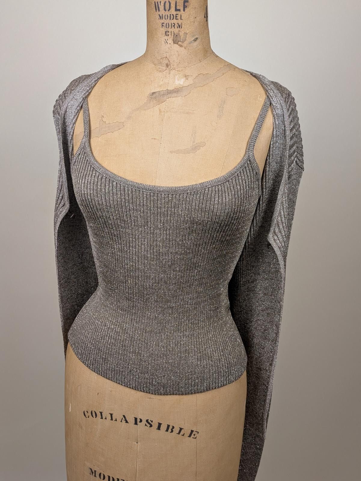 Other 1990's gold ribbed cami and cardigan set Size ONE SIZE - 6 Thumbnail