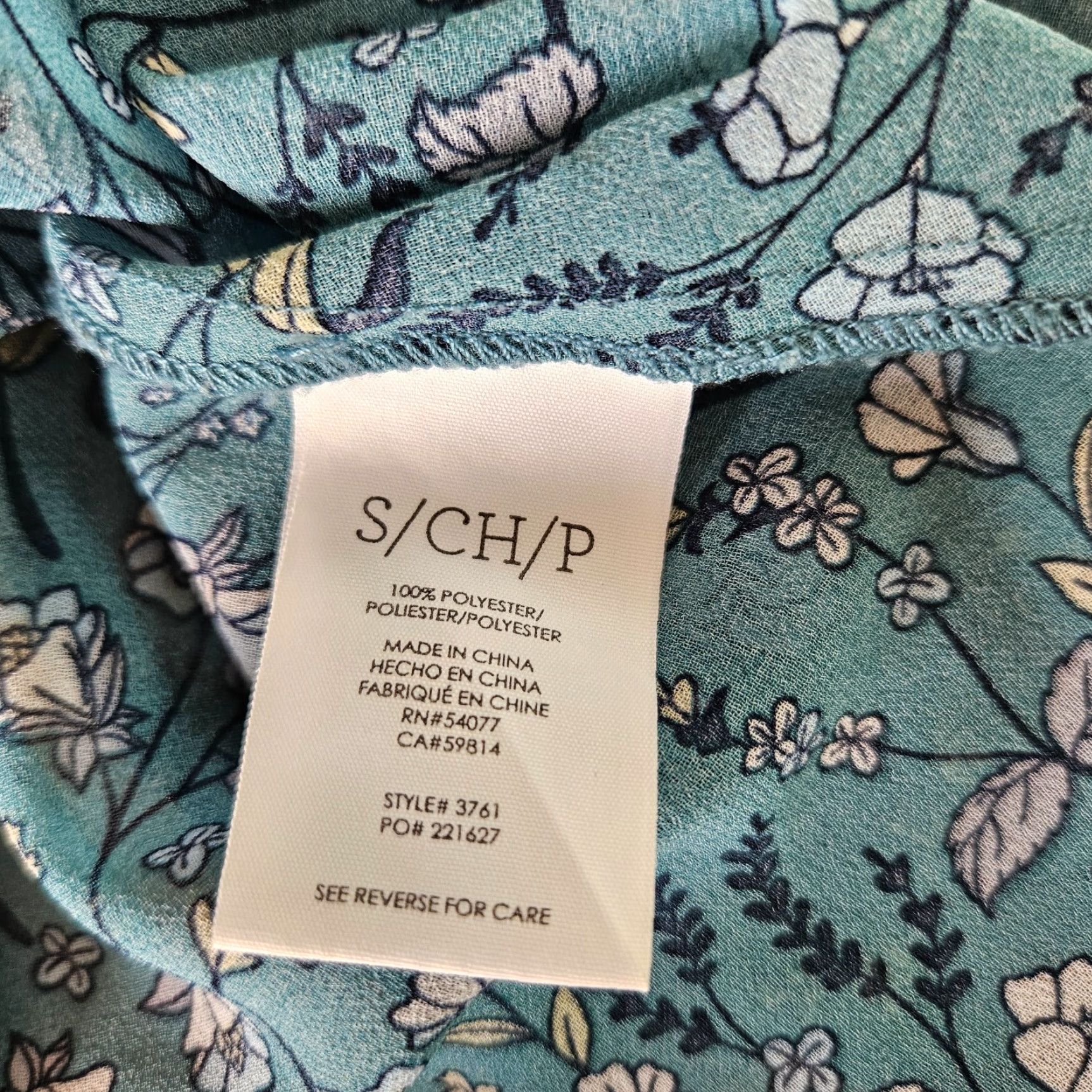 Vintage Cabi 3761 Womens Chase Blouse Blue Floral Long Sleeve Semi Sheer S Womens Blouse Size S / US 4 / IT 40 - 4 Thumbnail