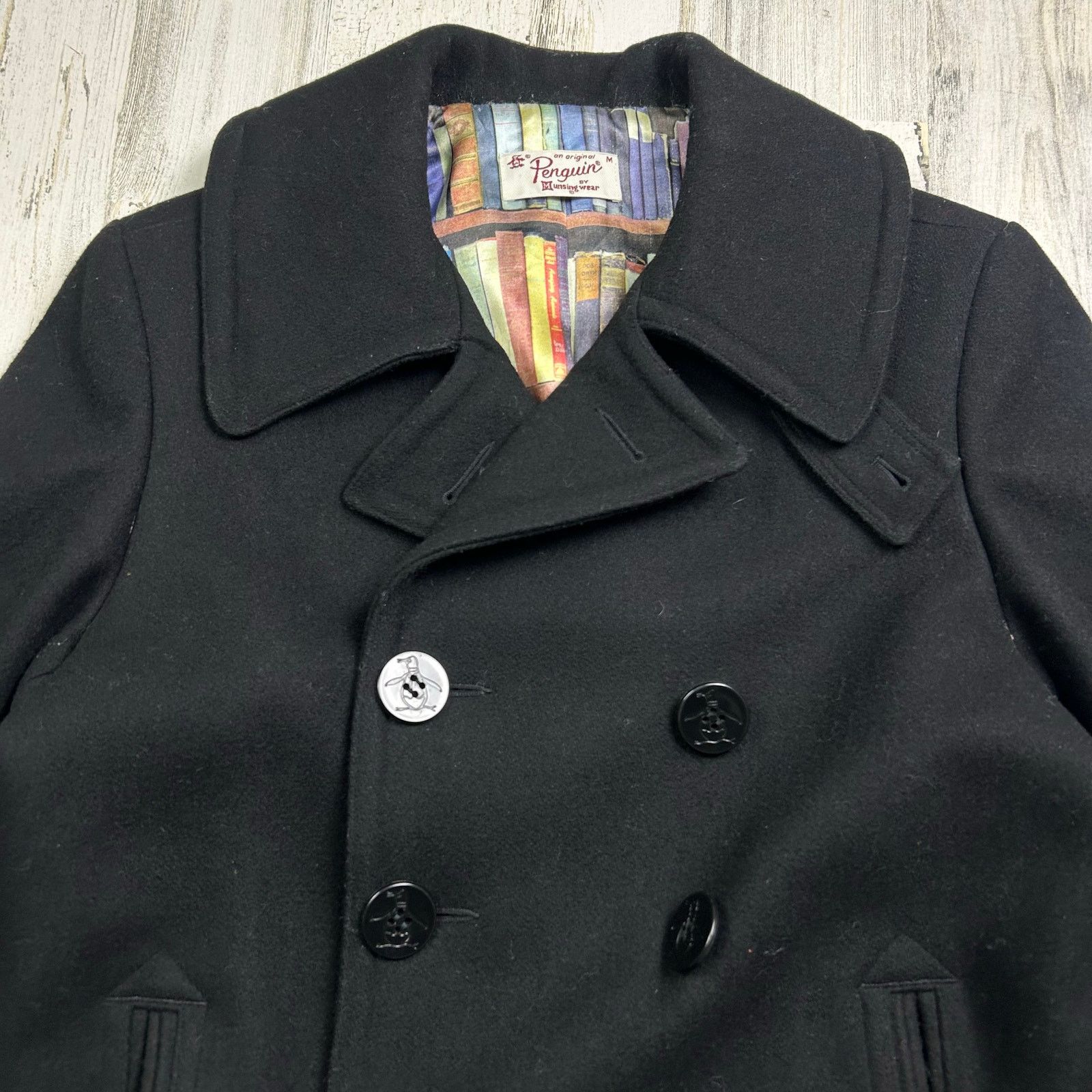 Original Penguin × Vintage Penguin by Munsingwear Black Wool Peacoat Size US M / EU 48-50 / 2 - 2 Thumbnail