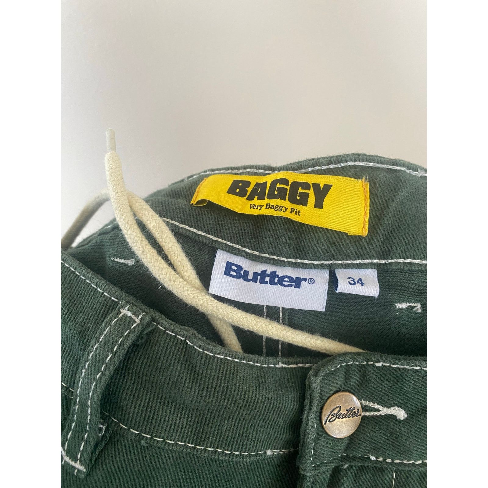 Butter Goods Butter Very Baggy Pants Green Workwear Double Knee Drawst 34 Size US 34 / EU 50 - 4 Thumbnail