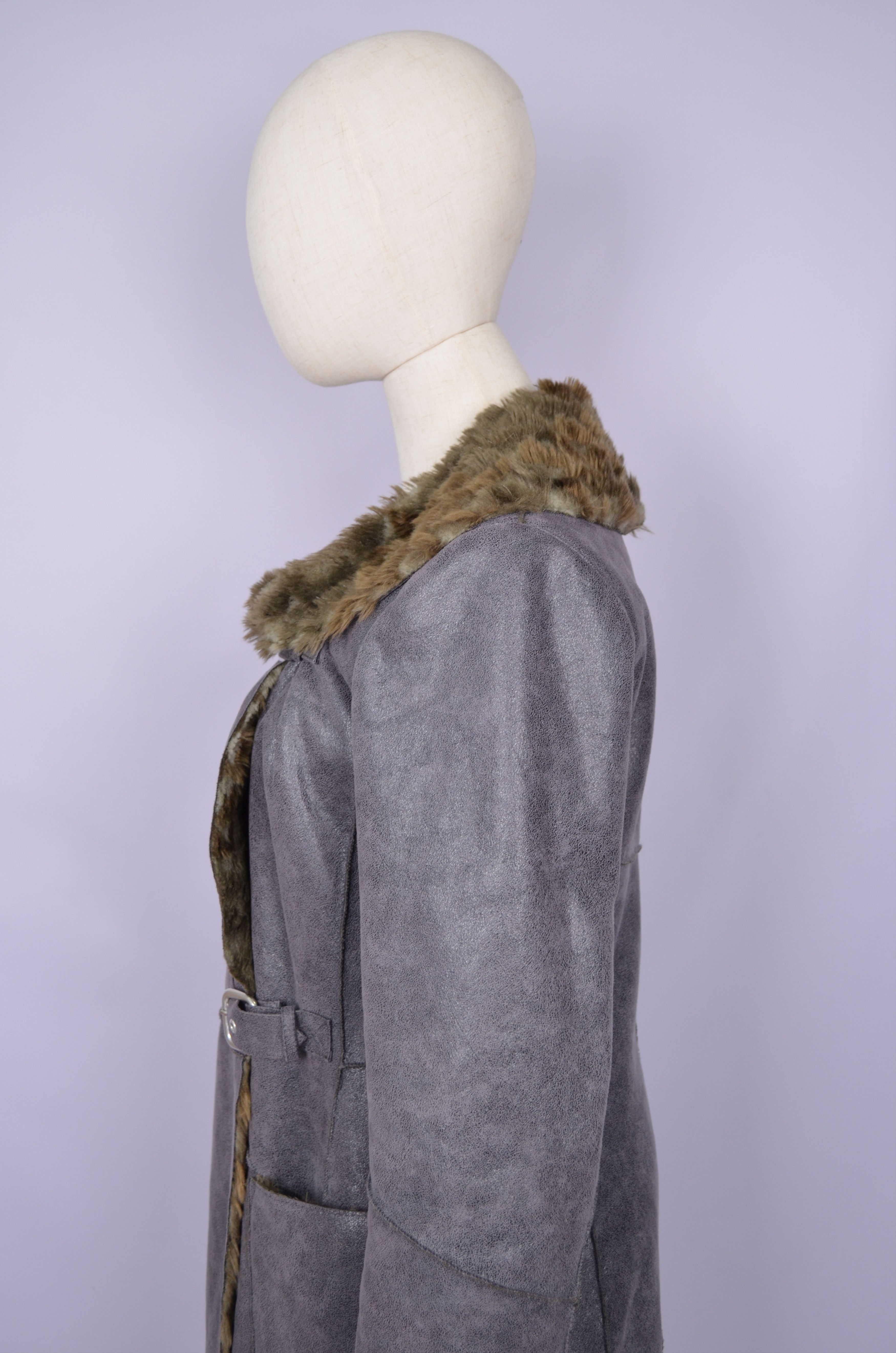 Armani × Designer Armani Jeans Faux Fur Grey Sheepskin Coat Jacket US8 Vintage Size M / US 6-8 / IT 42-44 - 9 Thumbnail