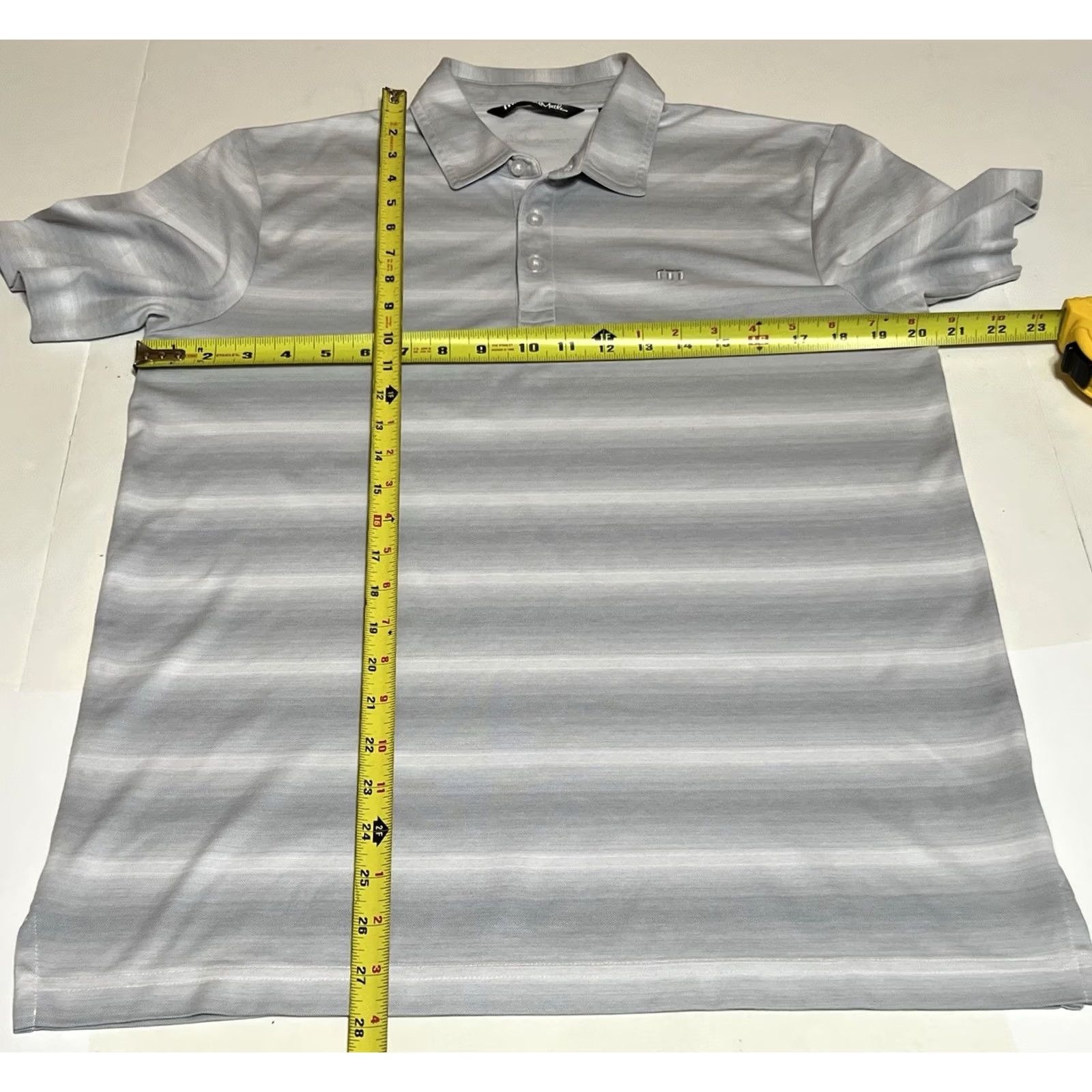 TravisMathew Travis Mathew Polo Striped Gray White Short Sleeve Mens M Size US M / EU 48-50 / 2 - 4 Thumbnail