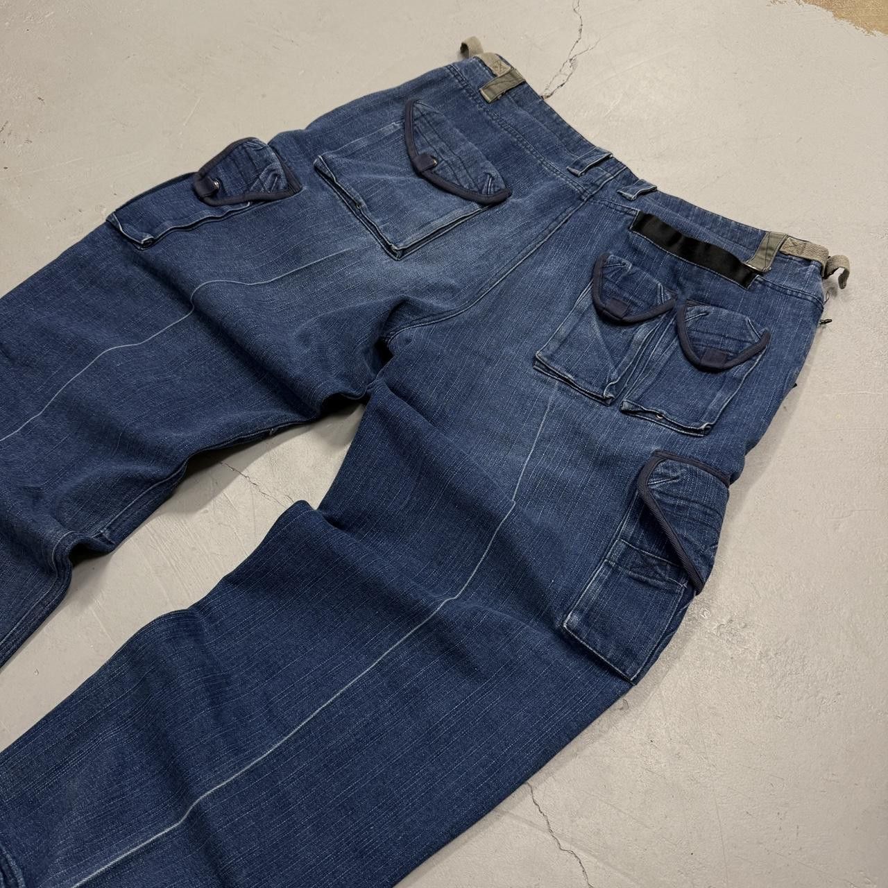 Vintage Y2K Raw Blue Baggy Cargo Jeans Military Style 42 x 31 Size US 42 / EU 58 - 3 Thumbnail