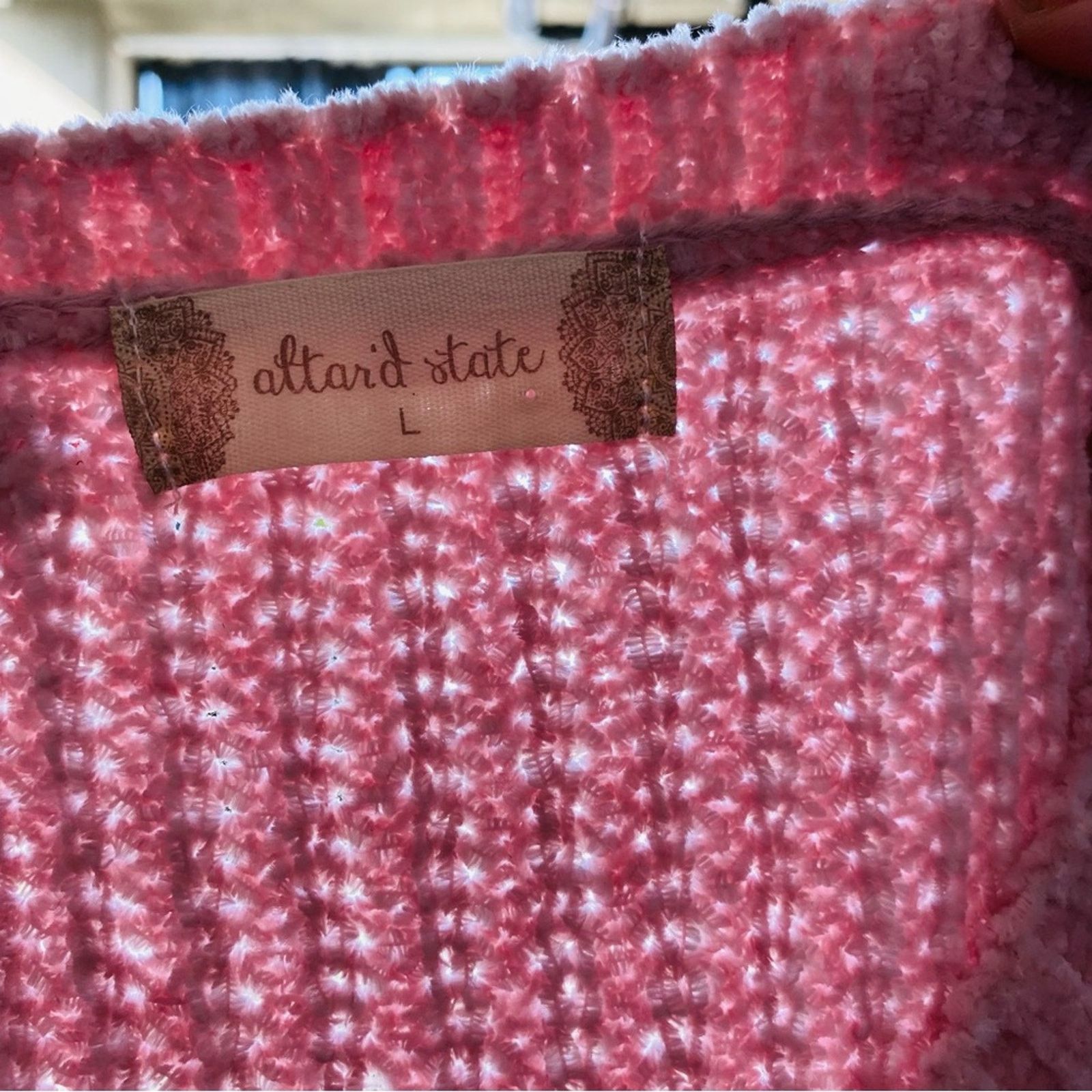 Free People NEW ALTAR'D STATE Soft Pink Chunky Knit Pullover Sweater Size L / US 10 / IT 46 - 6 Thumbnail