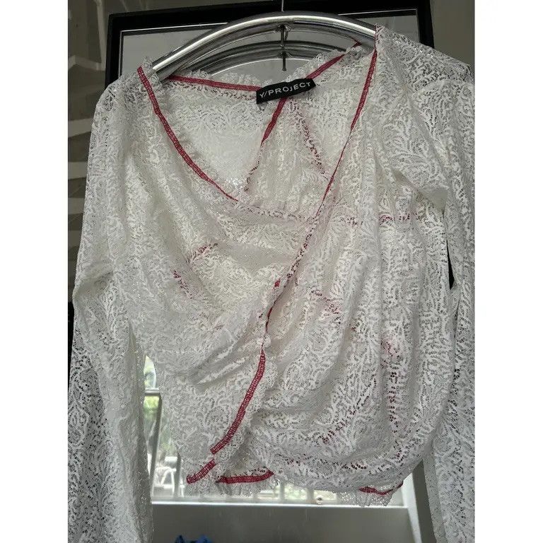 Y/Project Twisted Lace L/S Top, White Medium FR38 Size M / US 6-8 / IT 42-44 - 4 Thumbnail