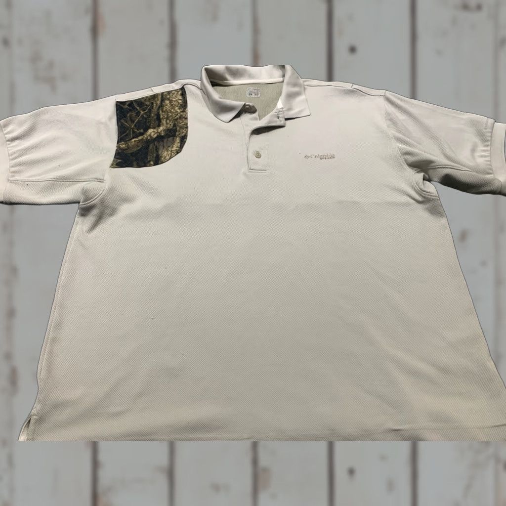 Vintage Columbia Men's Polo Shirt XL Beige Short Sleeve Camouflage Breathable Casual Outdoor Size US XL / EU 56 / 4 - 1 Thumbnail