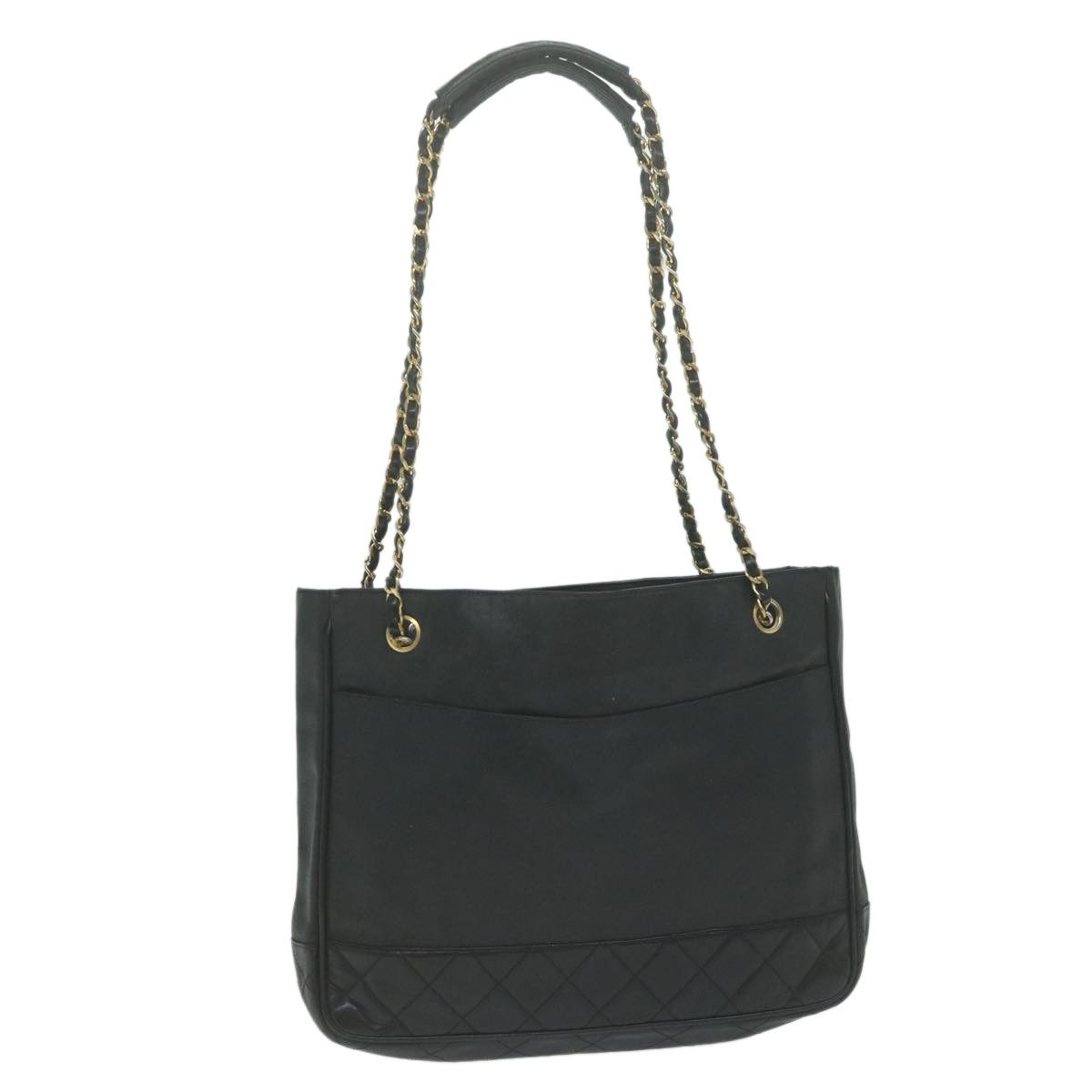 image of Chanel Chain Shoulder Bag Coated Canvas Black Cc Auth Bs11895, Women's