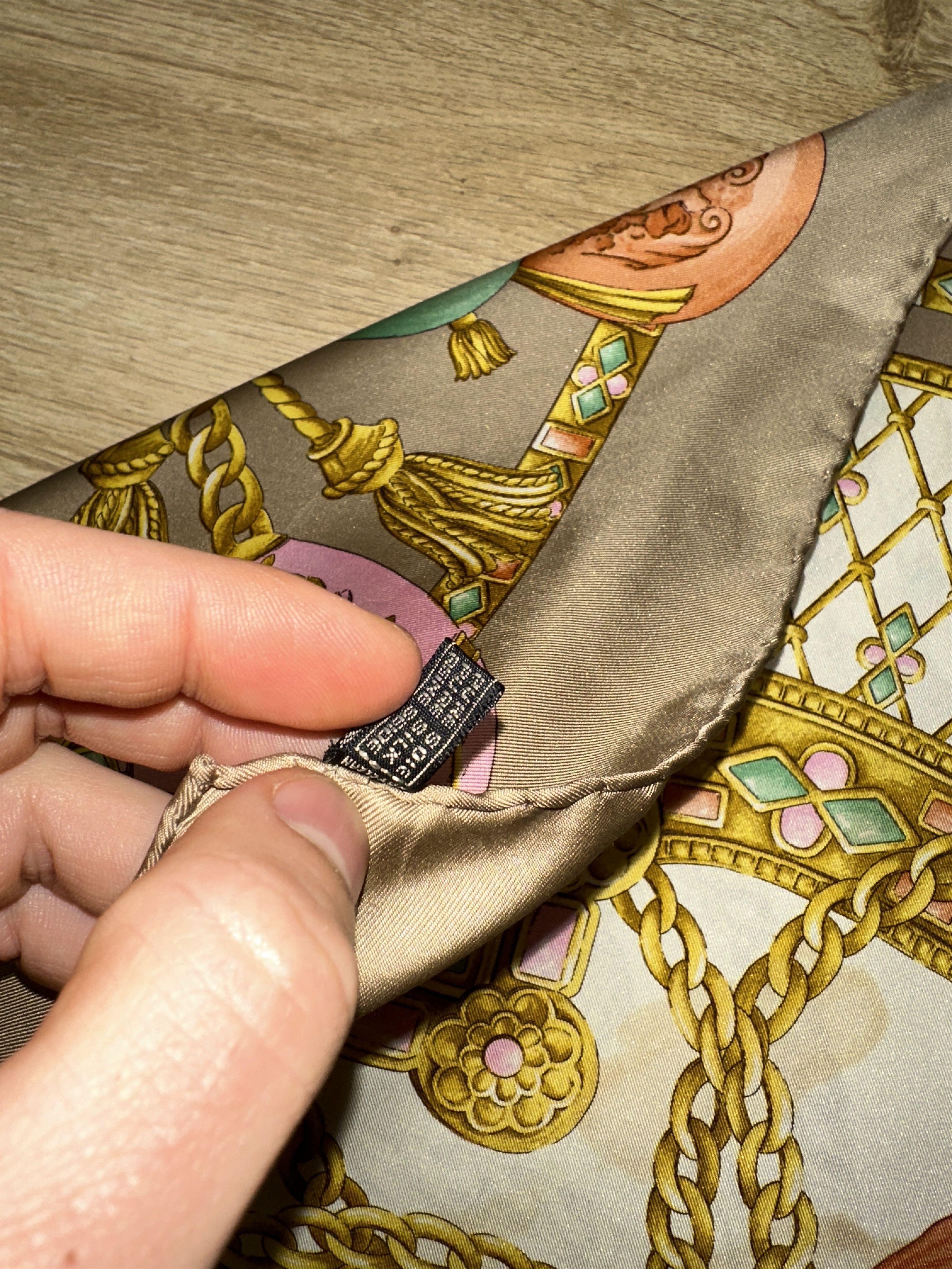 Celine Celine Vintage Silk Scarf Baroque Chain Egg Motif 88cm Rare Size ONE SIZE - 3 Thumbnail