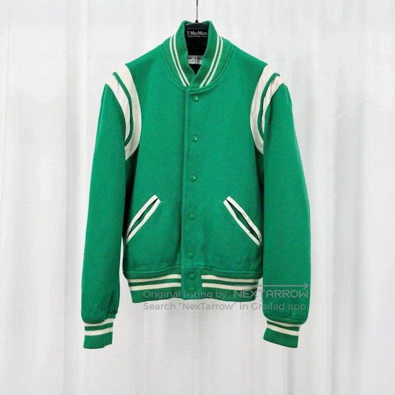 Saint Laurent Paris Saint Laurent Paris Green Wool Baseball Jacket Size US S / EU 44-46 / 1 - 1 Thumbnail
