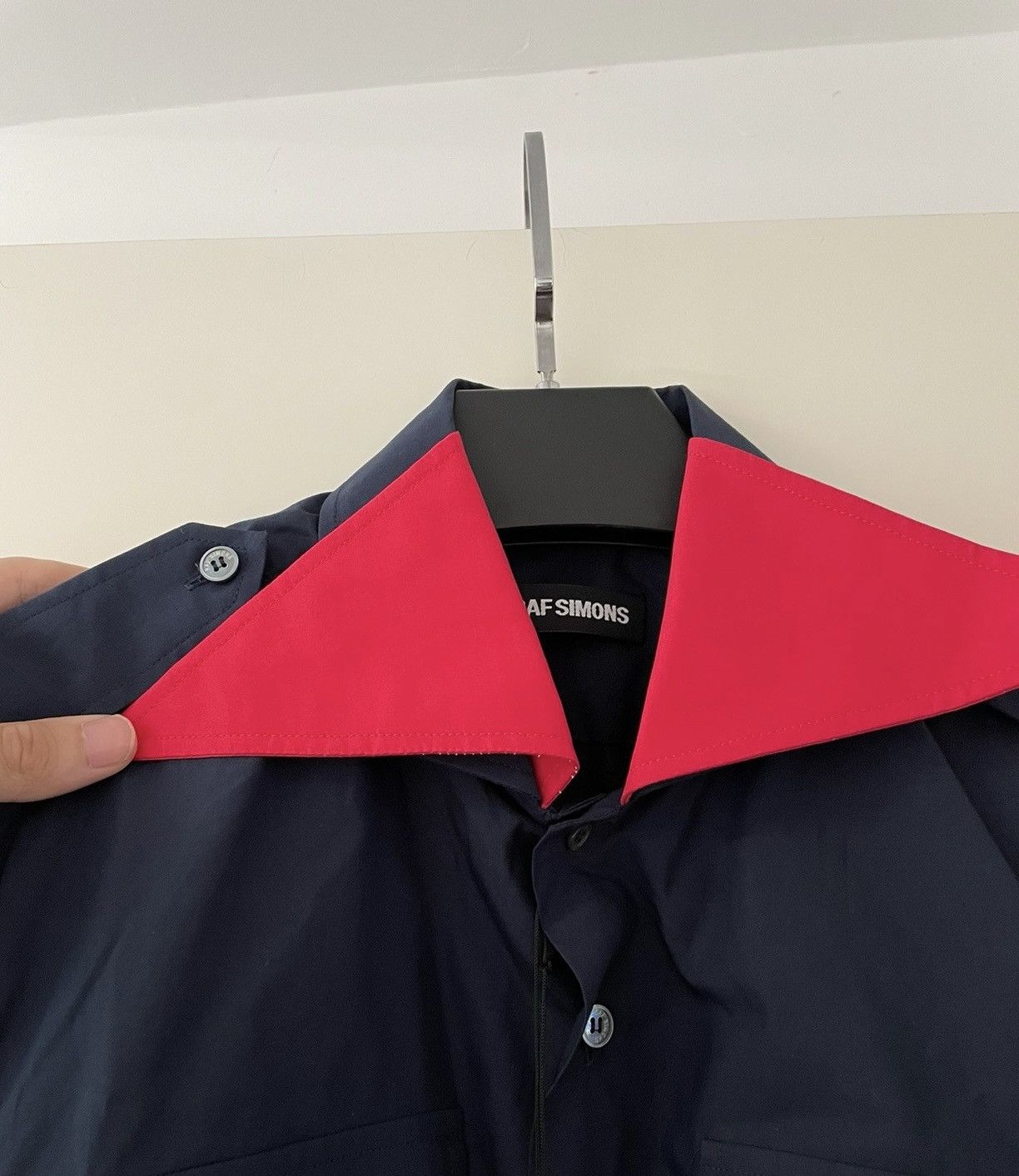 Raf Simons Raf Simons 2013 Fall Navy Red Colour Block Shirt Size US S / EU 44-46 / 1 - 5 Thumbnail