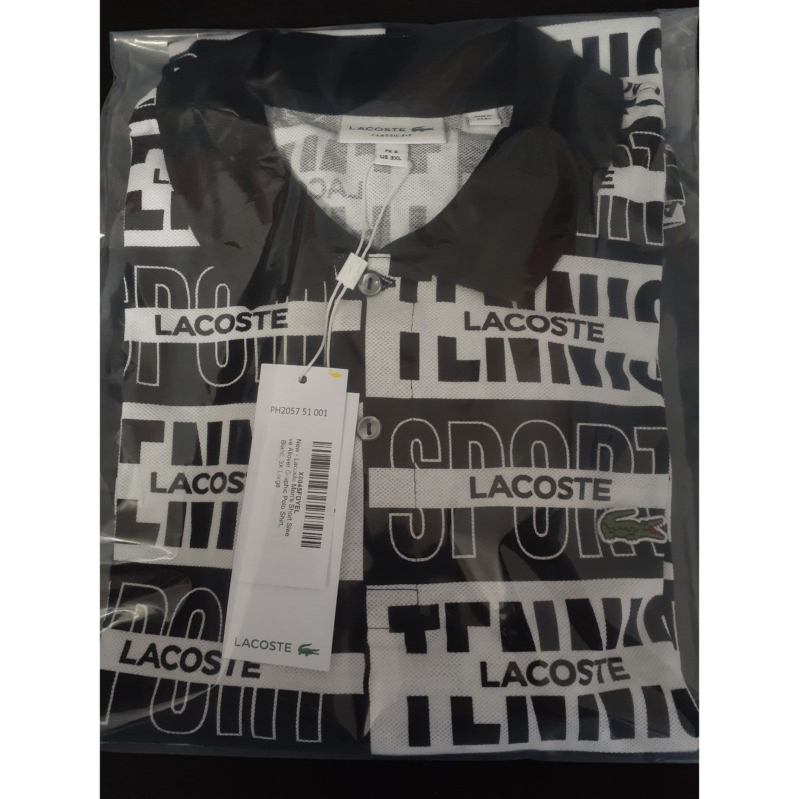 Lacoste Lacoste Men's Short Sleeve Allover Graphic Polo Shirt 3XL Size US XXL / EU 58 / 5 - 2 Thumbnail