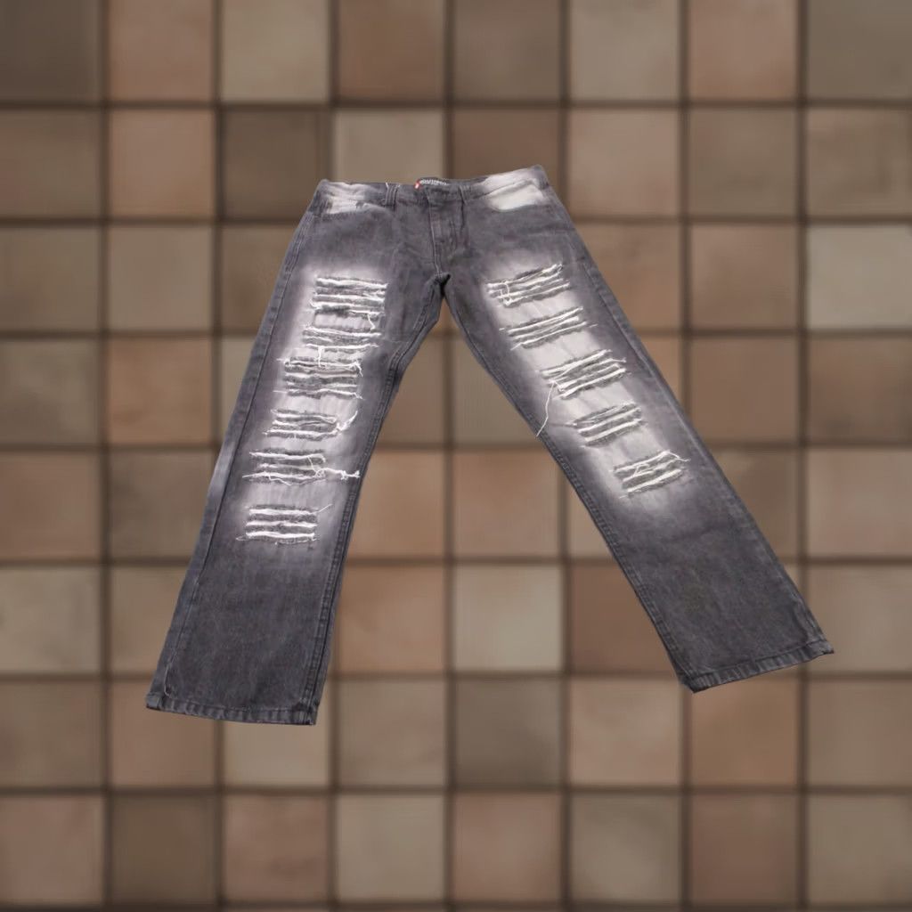 Southpole Southpole Jeans Mens 32 X 30 Gray Denim Distressed Grunge Straight Cargo Regular Logo Y2K Vintage No Size US 34 / EU 50 - 1 Thumbnail