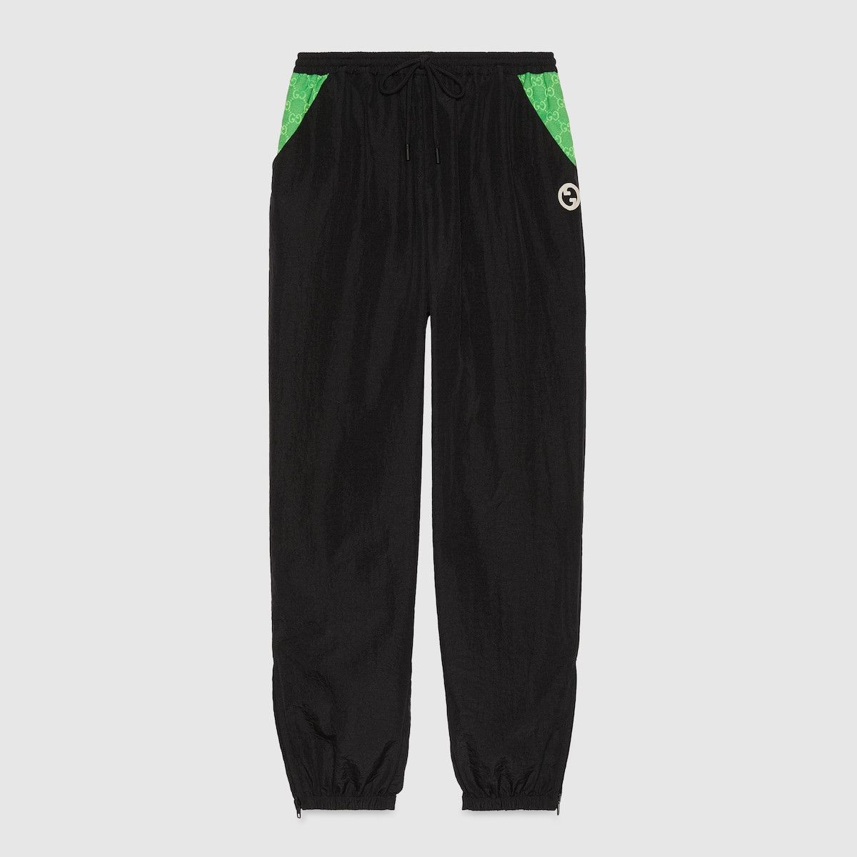 Gucci Gucci Nylon Pants With GG Patch Black Green Pockets Size 28" / US 6 / IT 42 - 1 Thumbnail