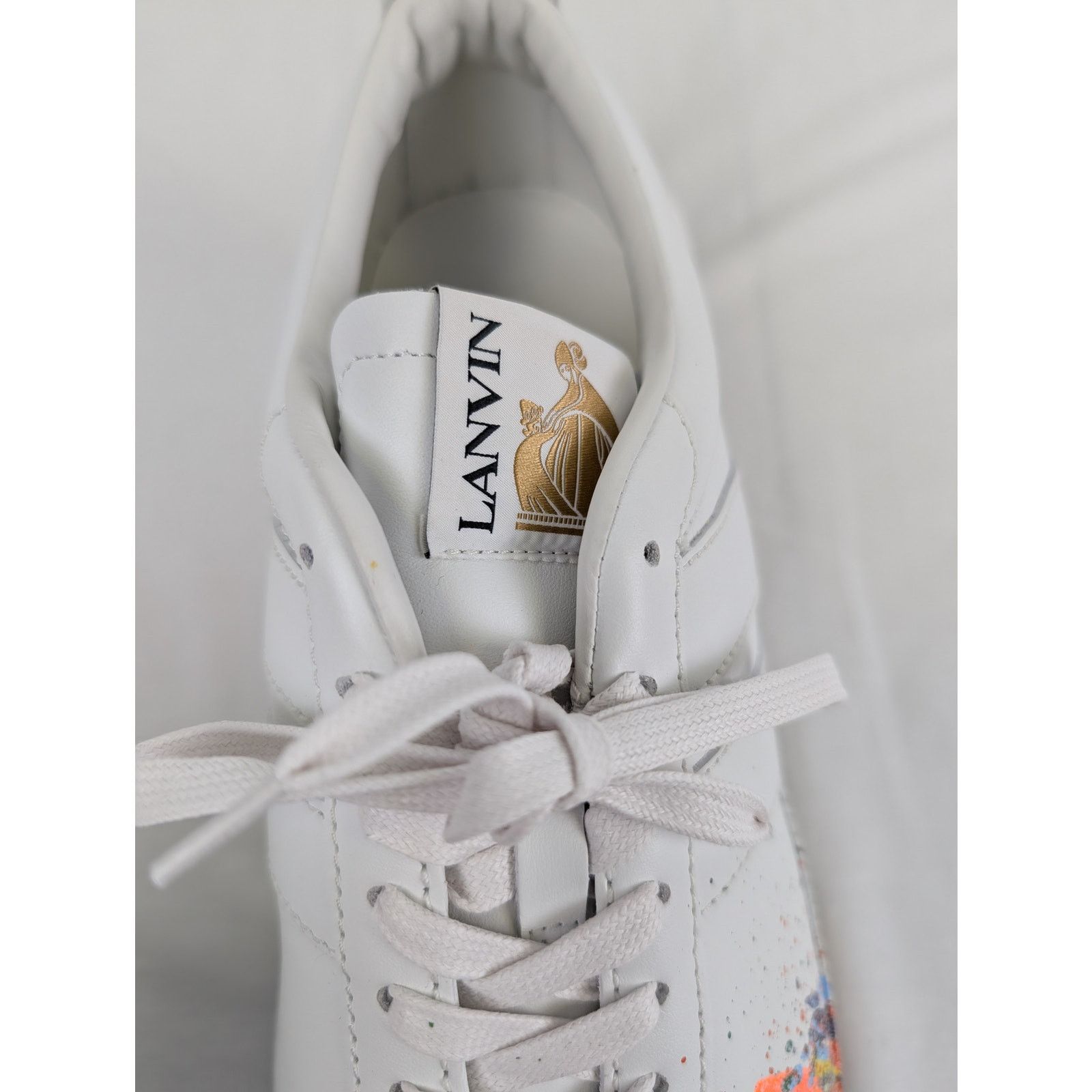 Lanvin o1rshd1 Paint Splatter Bump Sneakers in White Size US 14 / EU 47 - 13 Thumbnail