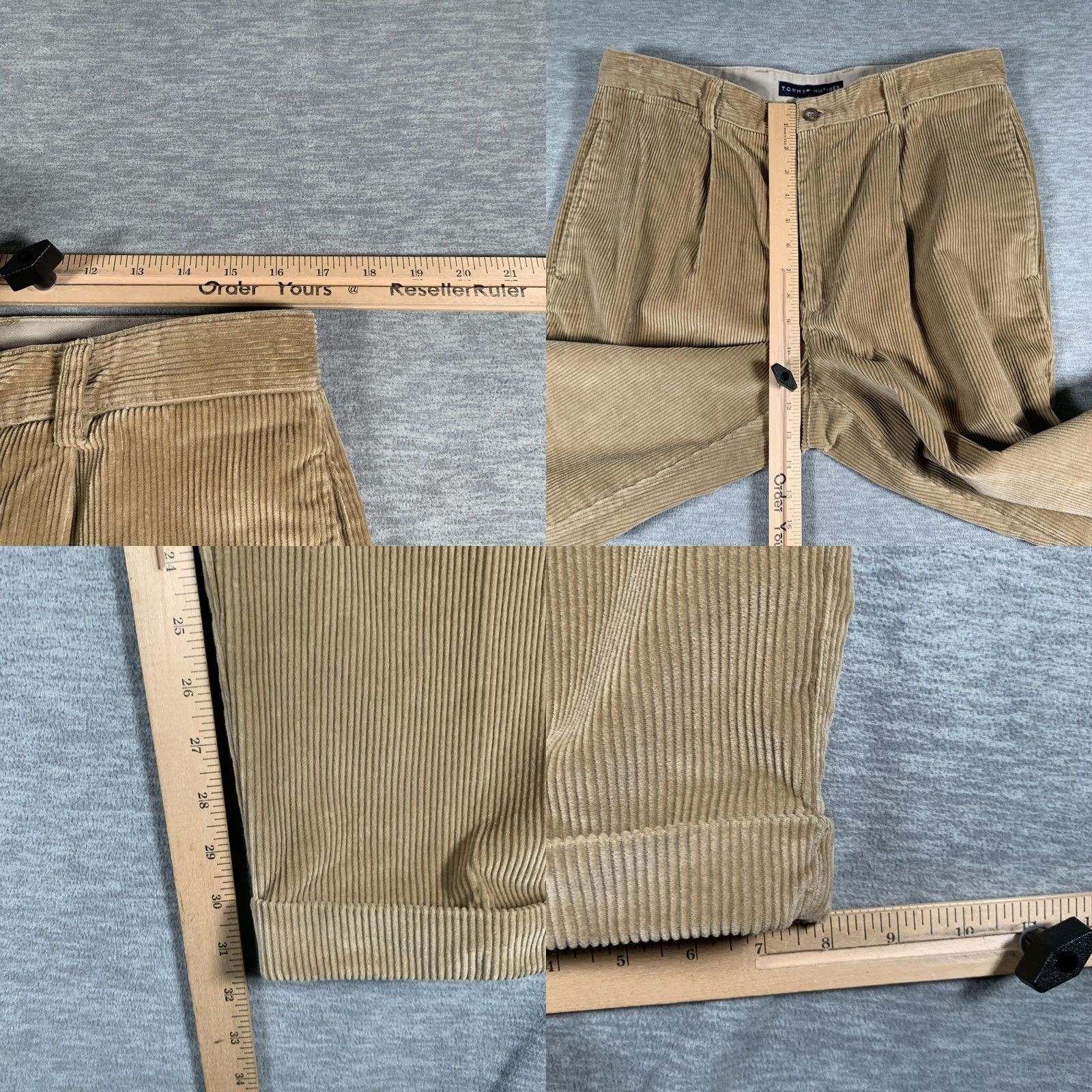 Tommy Hilfiger Tommy Hilfiger Pants Mens 33x32 Beige Corduroy Pleated Chino Straight Casual Size US 33 - 8 Thumbnail