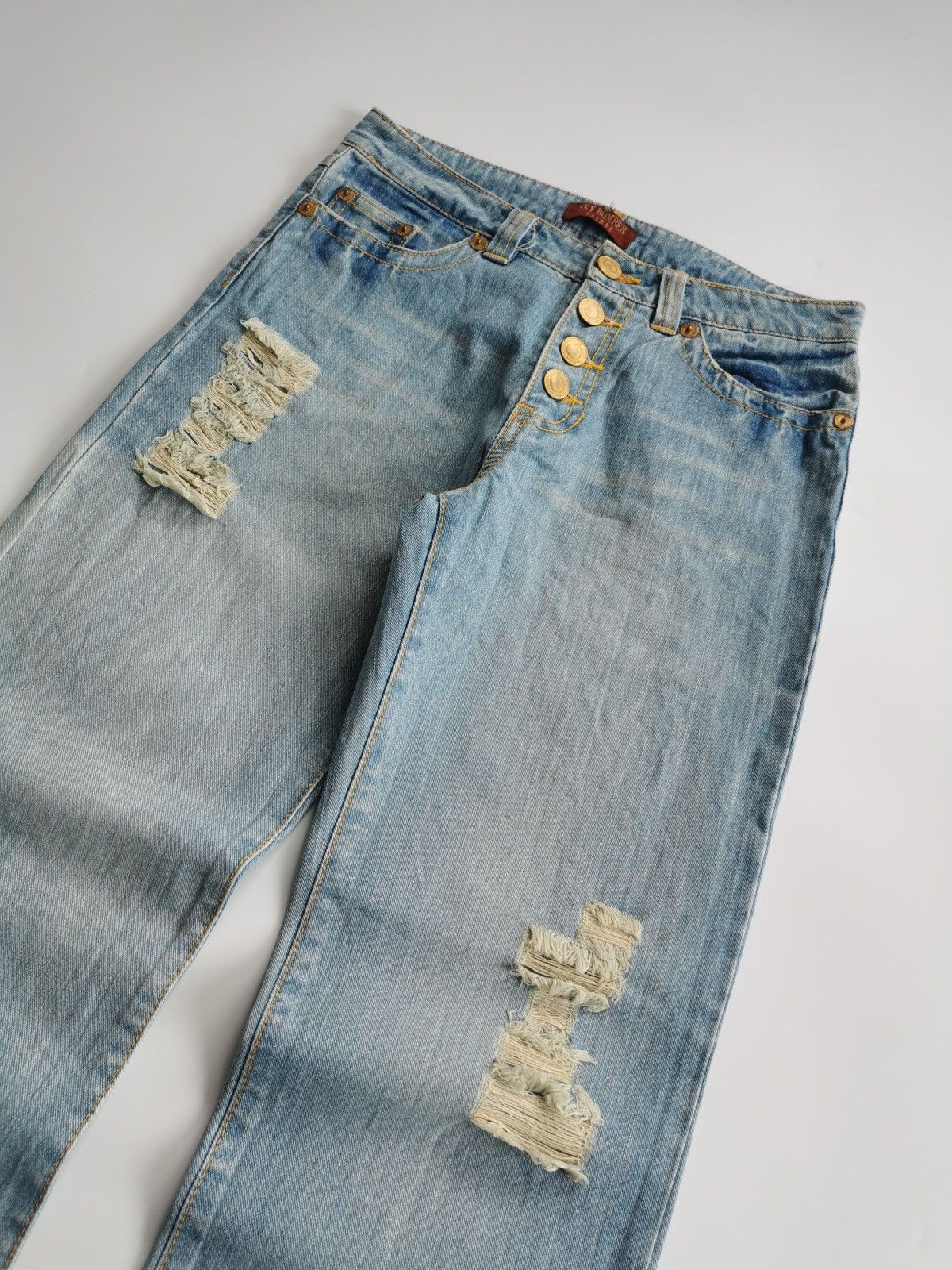 Japanese Brand Sky Bomber Japan Showed Button Distressed Jeans Size US 30 / EU 46 - 2 Thumbnail