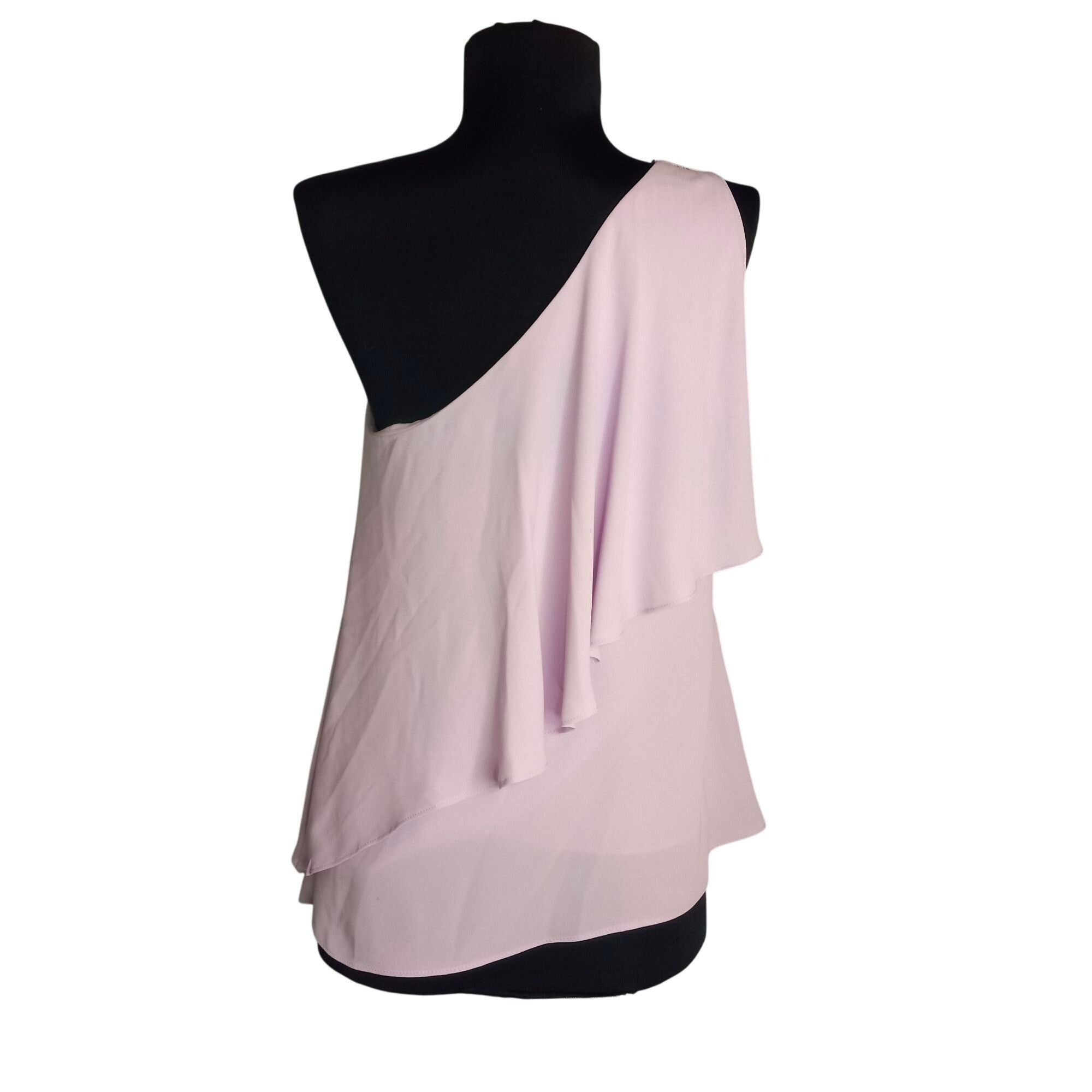 White House Black Market WHBM Size 4 Blouse One Shoulder Layered Chiffon Embellished Size S / US 4 / IT 40 - 3 Thumbnail