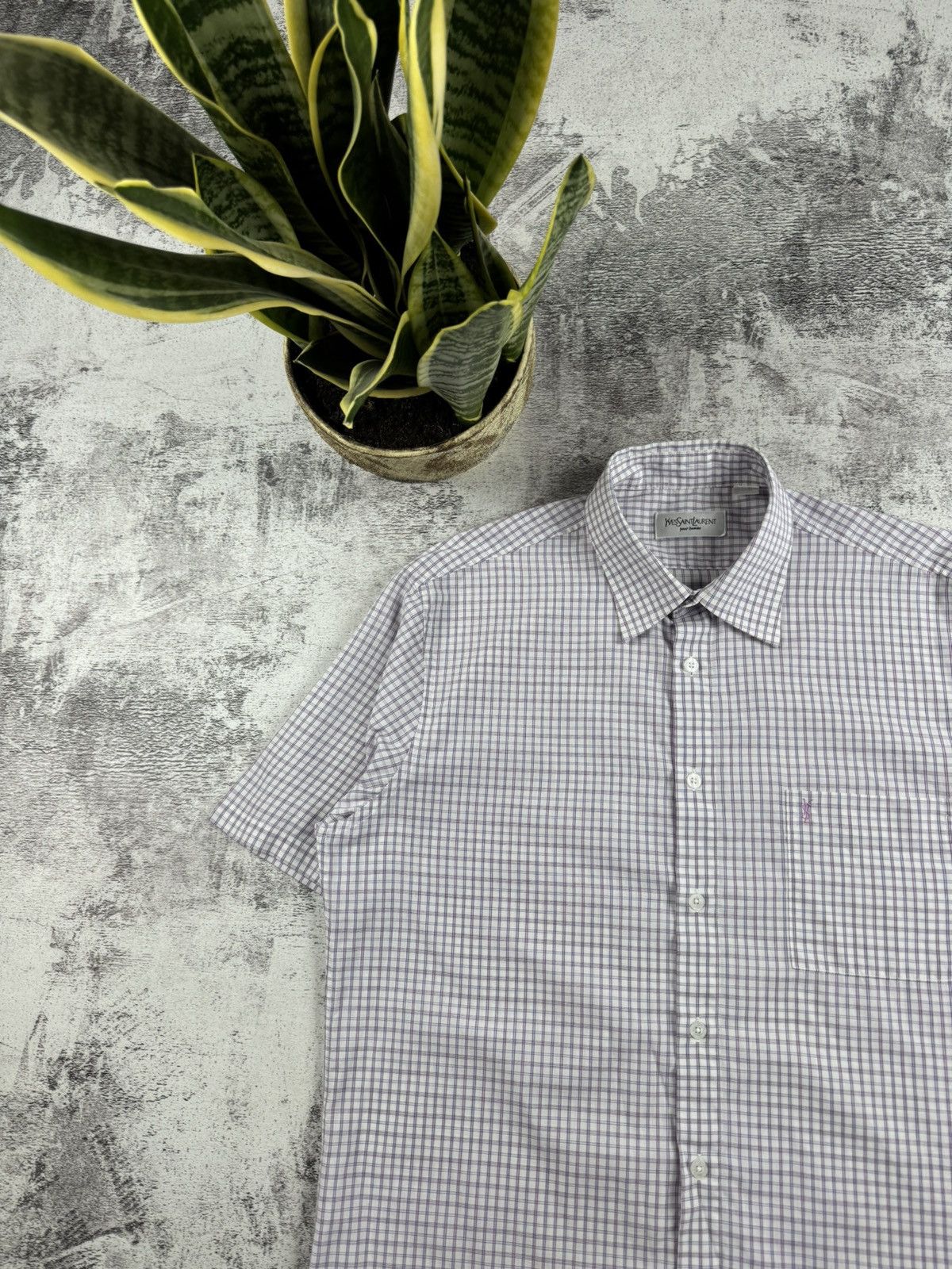 Yves Saint Laurent Yves Saint Laurent YSL Paris Checked 90S Button Blank Shirt Size US L / EU 52-54 / 3 - 6 Thumbnail