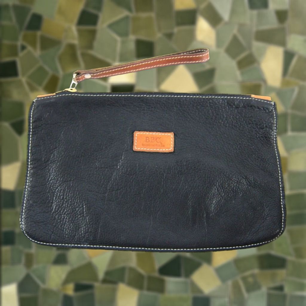 Vintage Baltimore Bag Co. Black Brown Leather Zipper Clutch Wristlet Wallet Purse Clutch Wristlet Purse Size ONE SIZE - 1 Thumbnail
