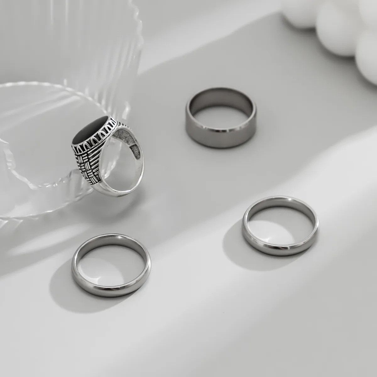 Vintage Stainless Steel Rings Set Size ONE SIZE - 6 Thumbnail