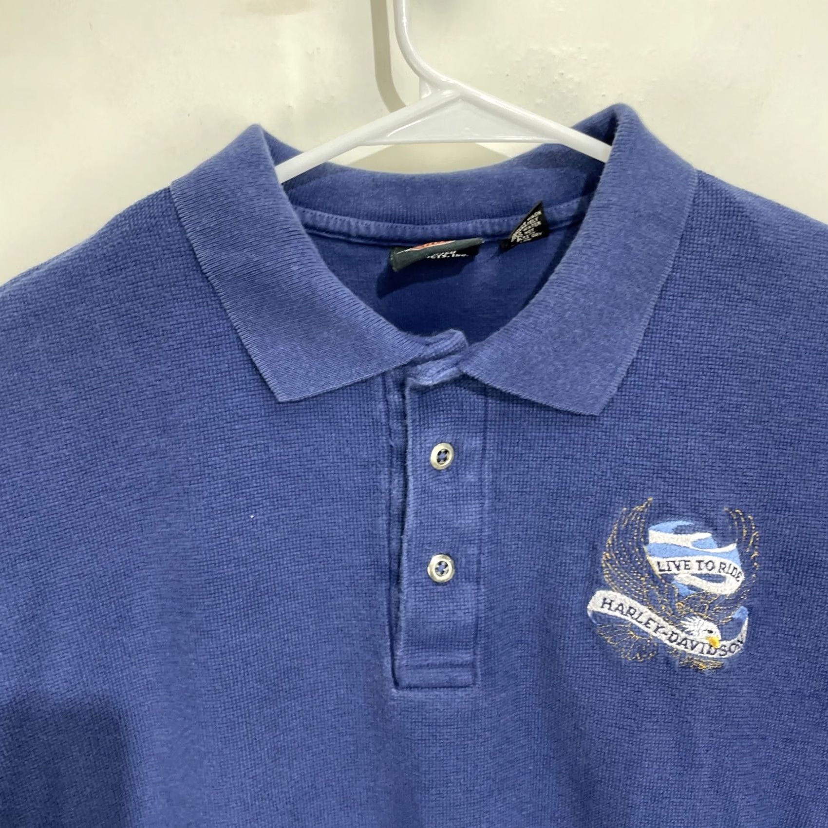 Harley Davidson VINTAGE Harley Davidson Polo Shirt Blue Men's Medium Live to Ride 90s Logo Embroidered USA Polo Shirt Size US M / EU 48-50 / 2 - 5 Thumbnail