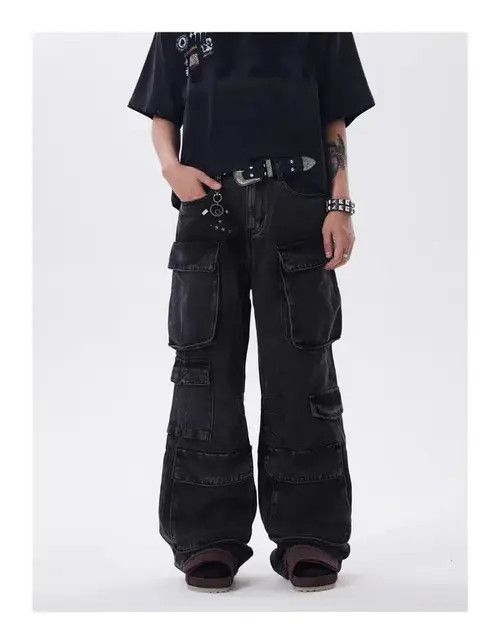 Jean Baggy Cargo Black Denim Jeans Size US 30 / EU 46 - 1 Thumbnail