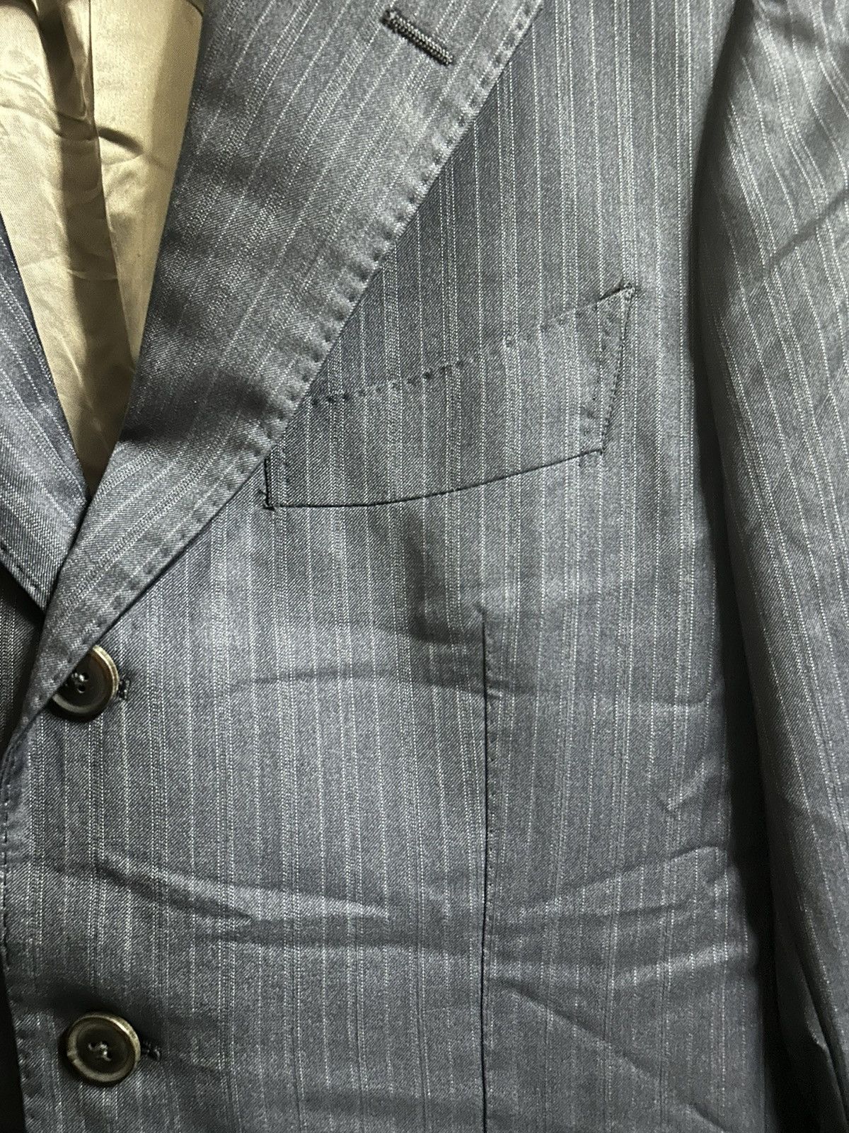 Loro Piana Four Seasons Super 130'S Wool Striped Blazer Size 46S - 14 Thumbnail
