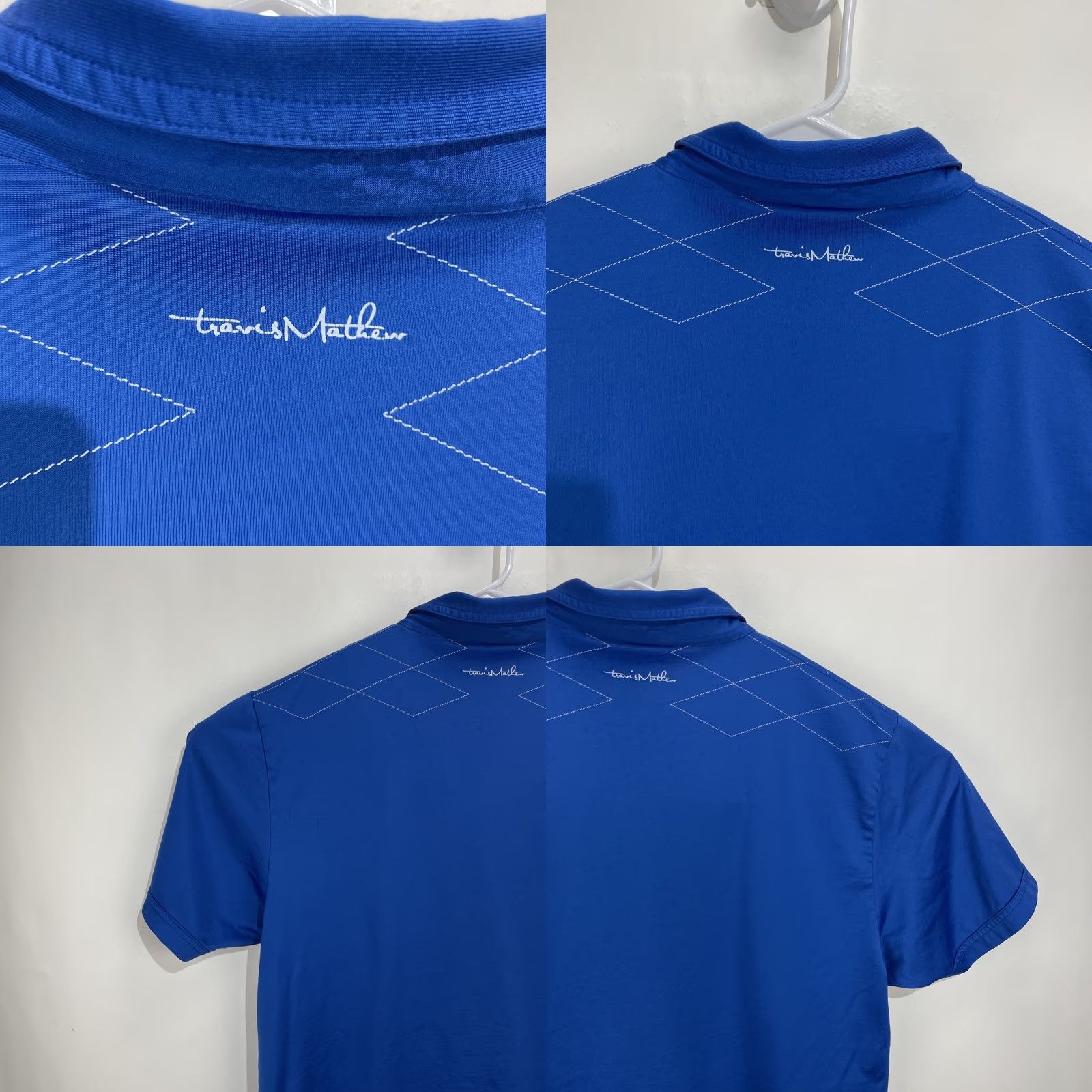 TravisMathew Travis Matthew Polo Shirt XL Men Short Sleeve Knit Striped Blue Logo Embroidered Button Collared Golf Shirt Size US XL / EU 56 / 4 - 9 Thumbnail