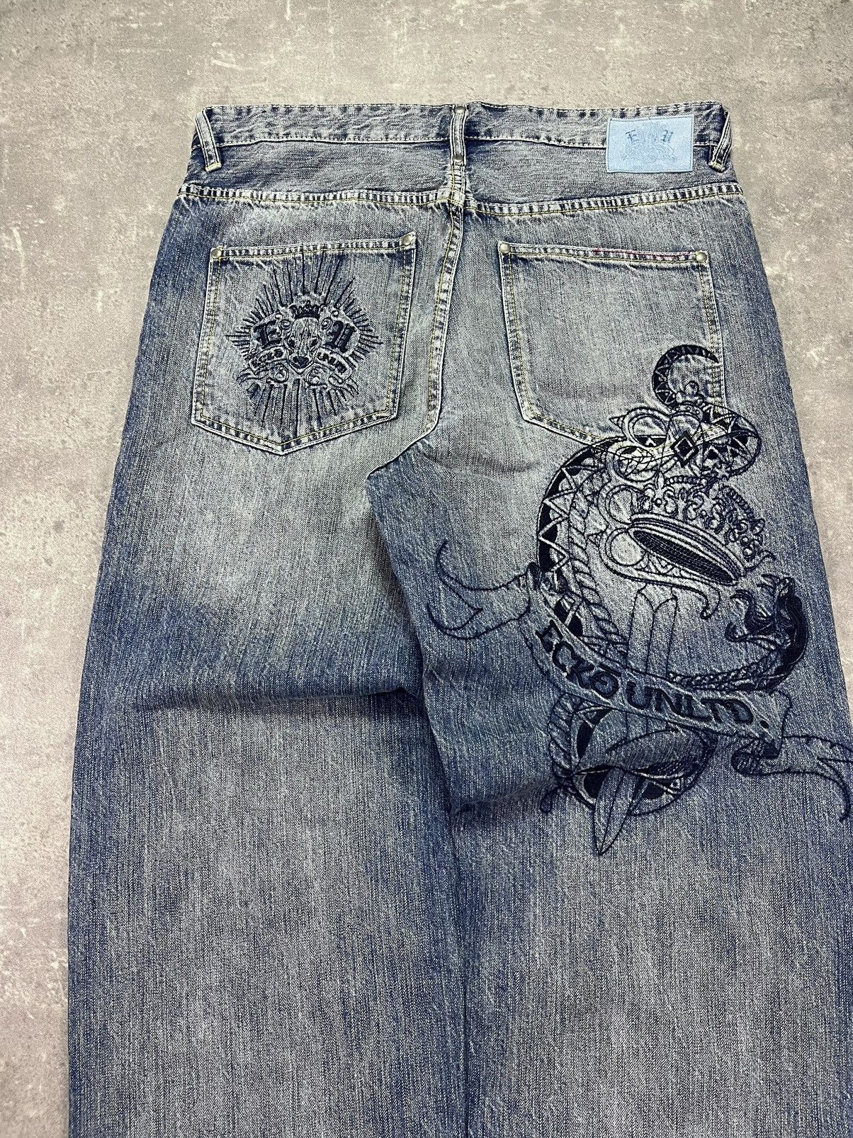 Ecko Unltd. Ecko Unlimited Embroidered Y2K Baggy Fit Denim Jeans 36 Rare Size US 36 / EU 52 - 8 Thumbnail