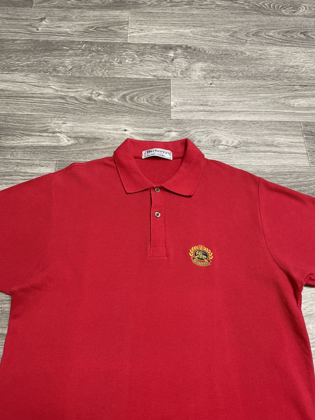 Burberry Vintage Burberrys Red Polo Shirt 90s Size US L / EU 52-54 / 3 - 2 Thumbnail