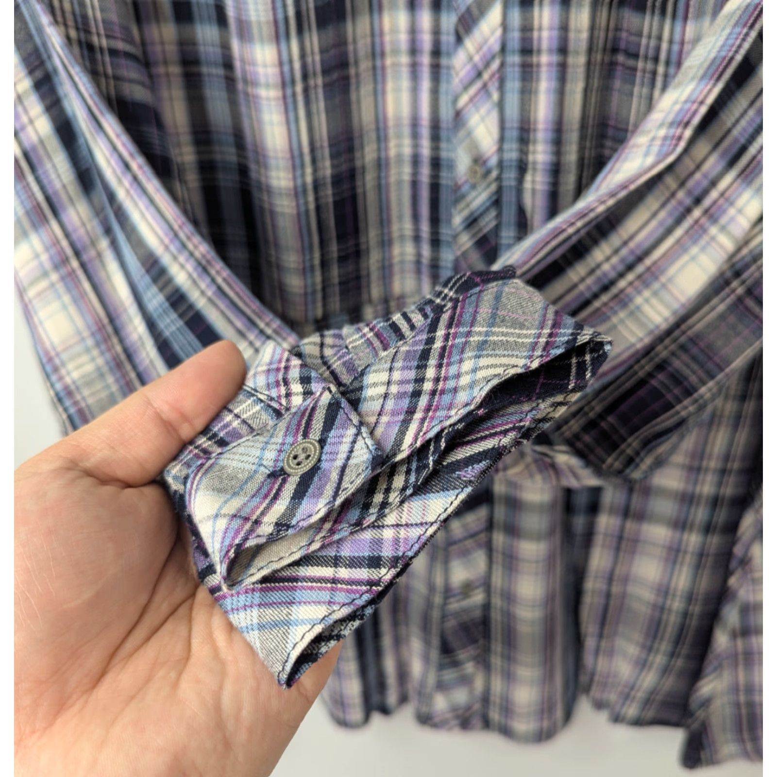 J. Jill J. Jill Tunic Shirt XL Black Purple Button Up Long Sleeve Boho Soft Summer Rayon Size XL / US 12-14 / IT 48-50 - 3 Thumbnail