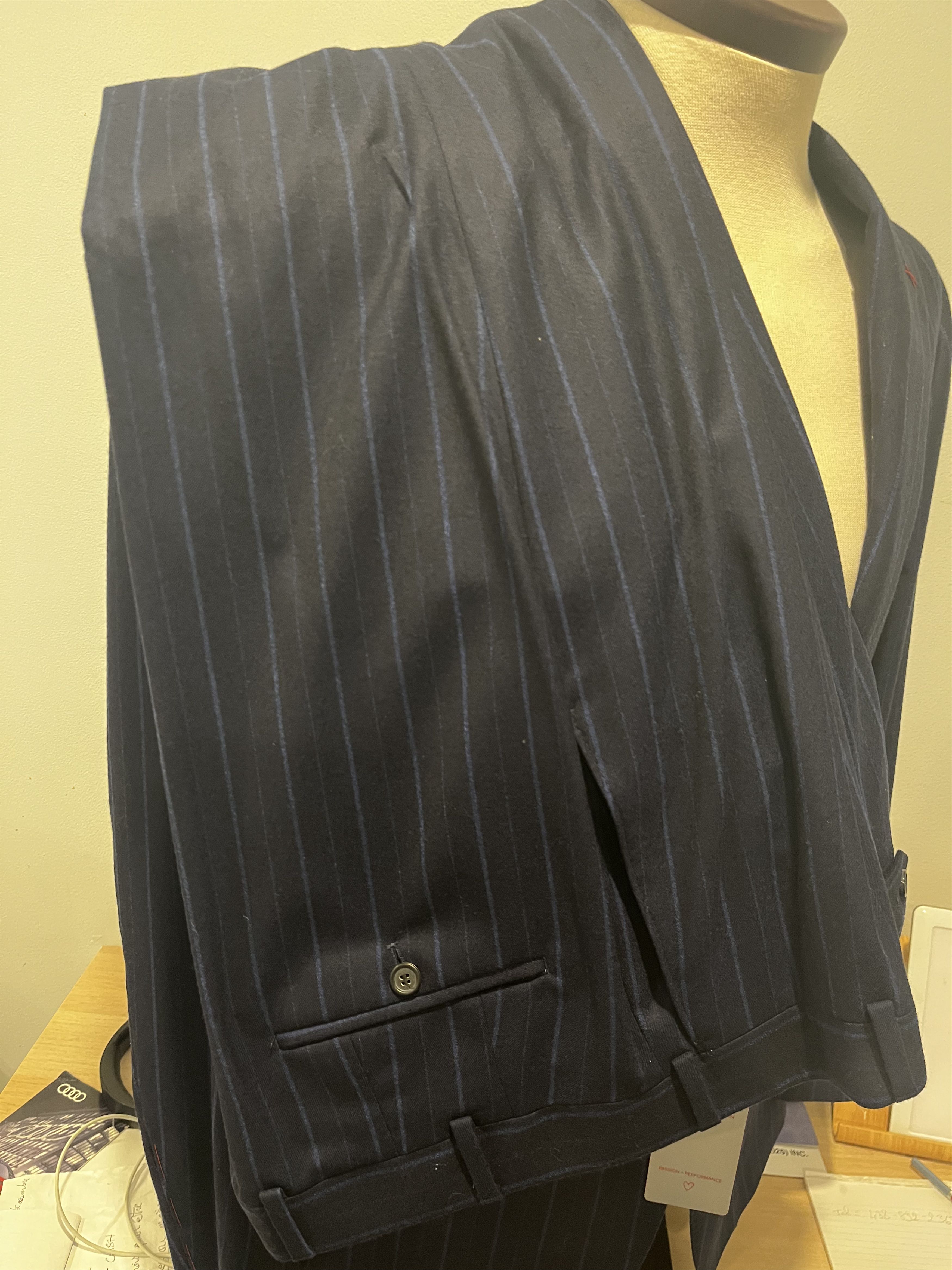 Samuelsohn Brand new Samuelsohn 2 piece luxury suit striped wool blue Size 42L - 11 Thumbnail