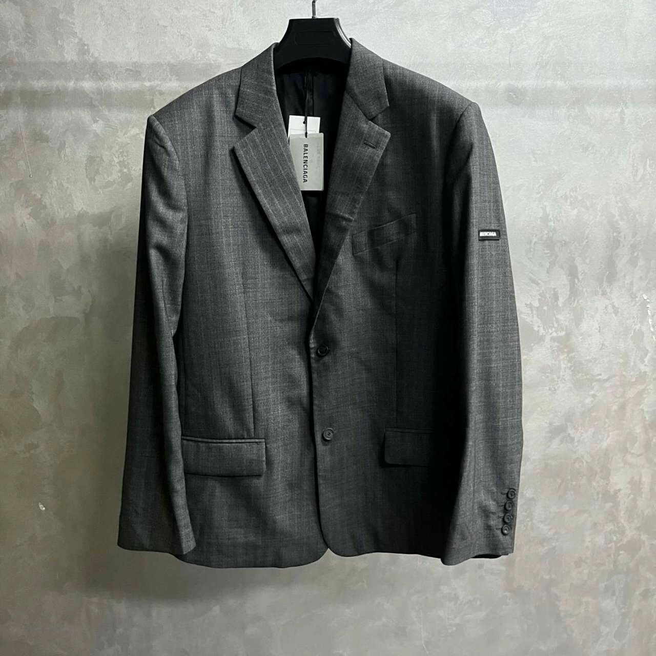 Balenciaga Balenciaga Dark Gray Logo V-Neck Jacket Size US S / EU 44-46 / 1 - 1 Thumbnail