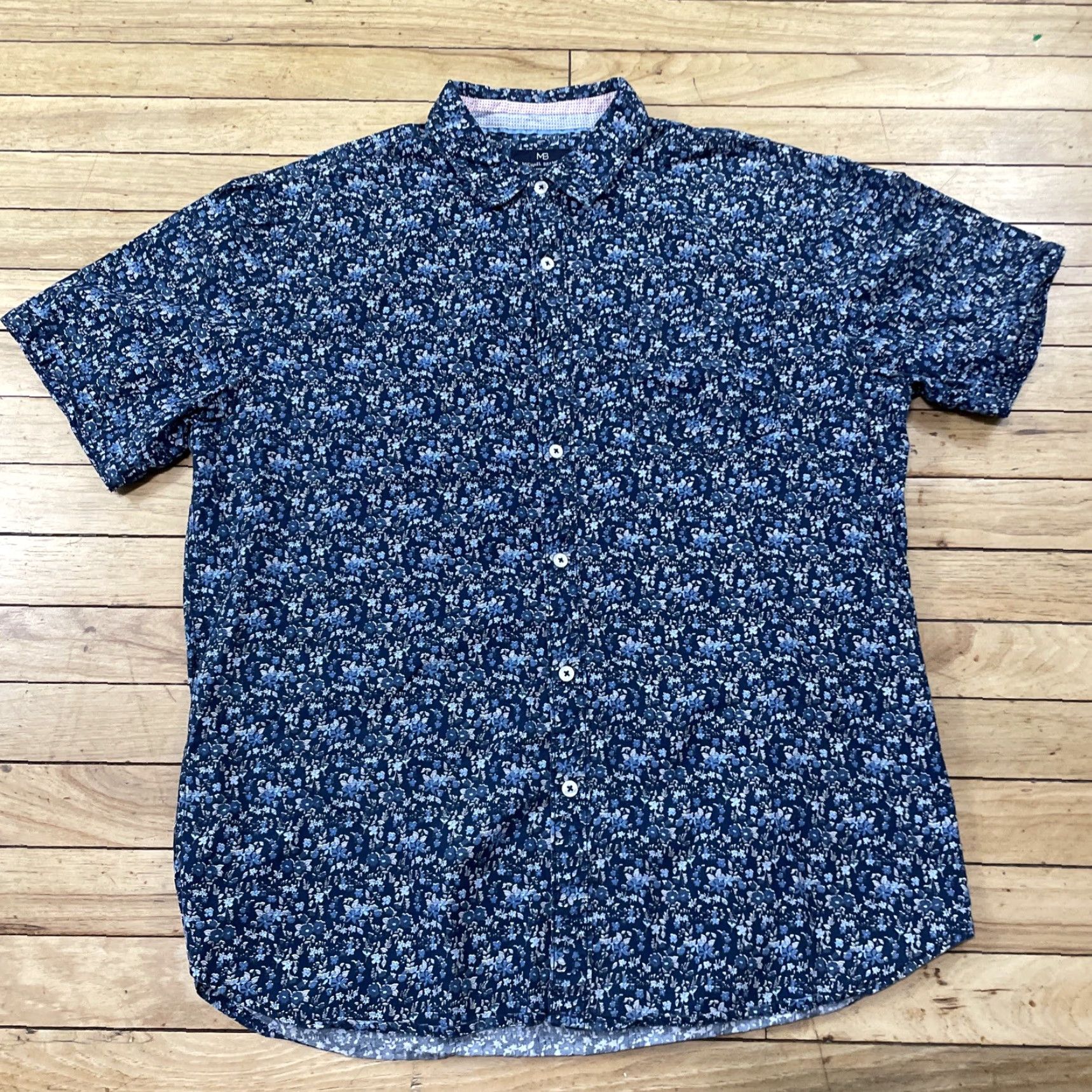Vintage VINTAGE Michael Brandon Button Shirt Men L Blue Floral Preppy Nature Casual Spread Large Size US L / EU 52-54 / 3 - 3 Thumbnail